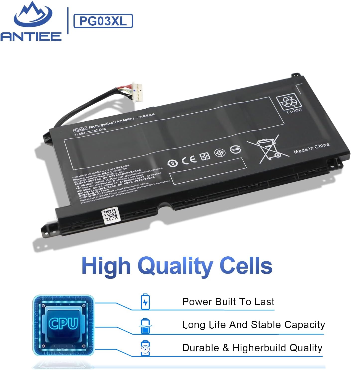 ANTIEE PG03XL – Batería para portátil HP Pavilion Gaming 15-dk0xxx 15-dk1xxx 15-dk2xxx 15-ec0xxx 15-ec1xxx 15-ec2xxx 15-dk0015la 16-a0xxx
