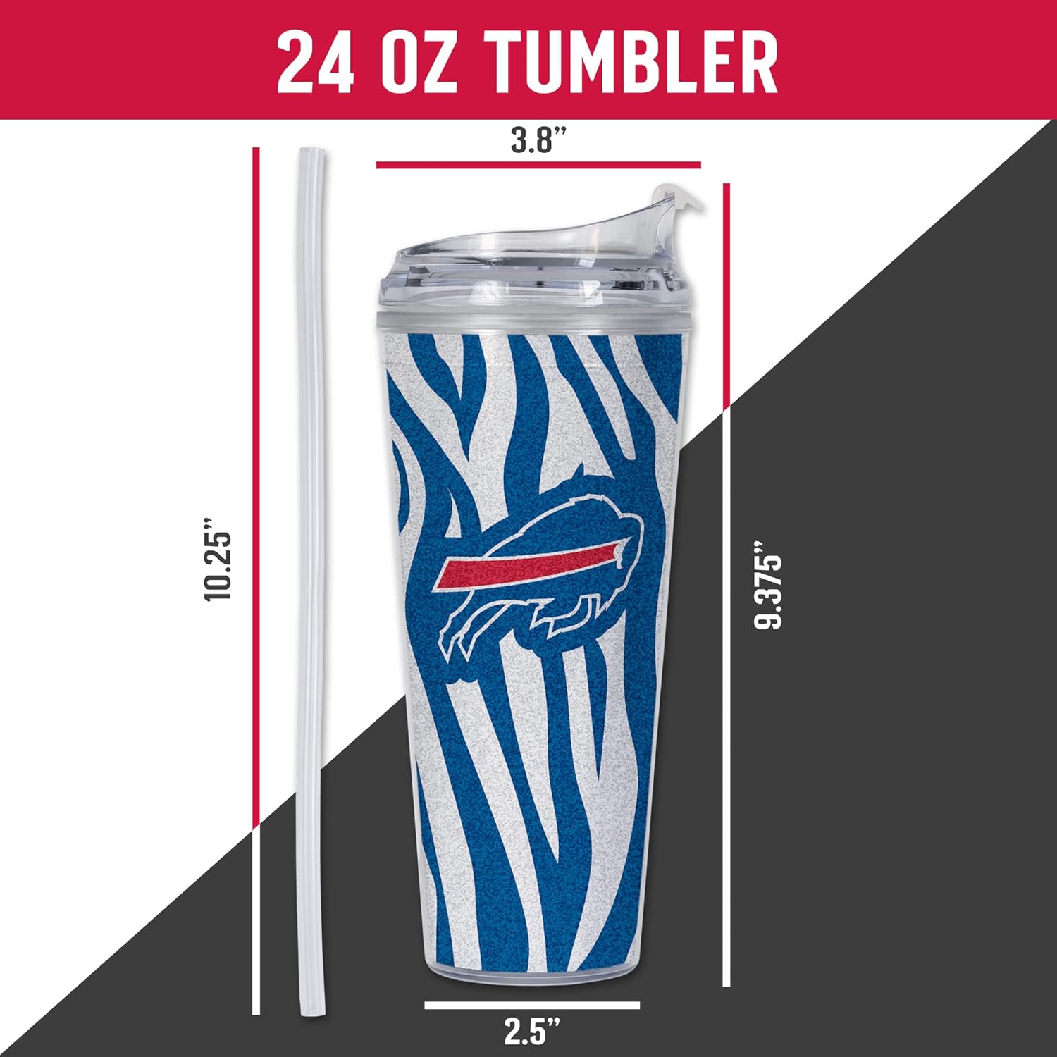 Rico Industries NCAA – Vaso de acrílico estándar de 24 onzas con tapa con bisagras, vaso de doble pared con licencia oficial y popote