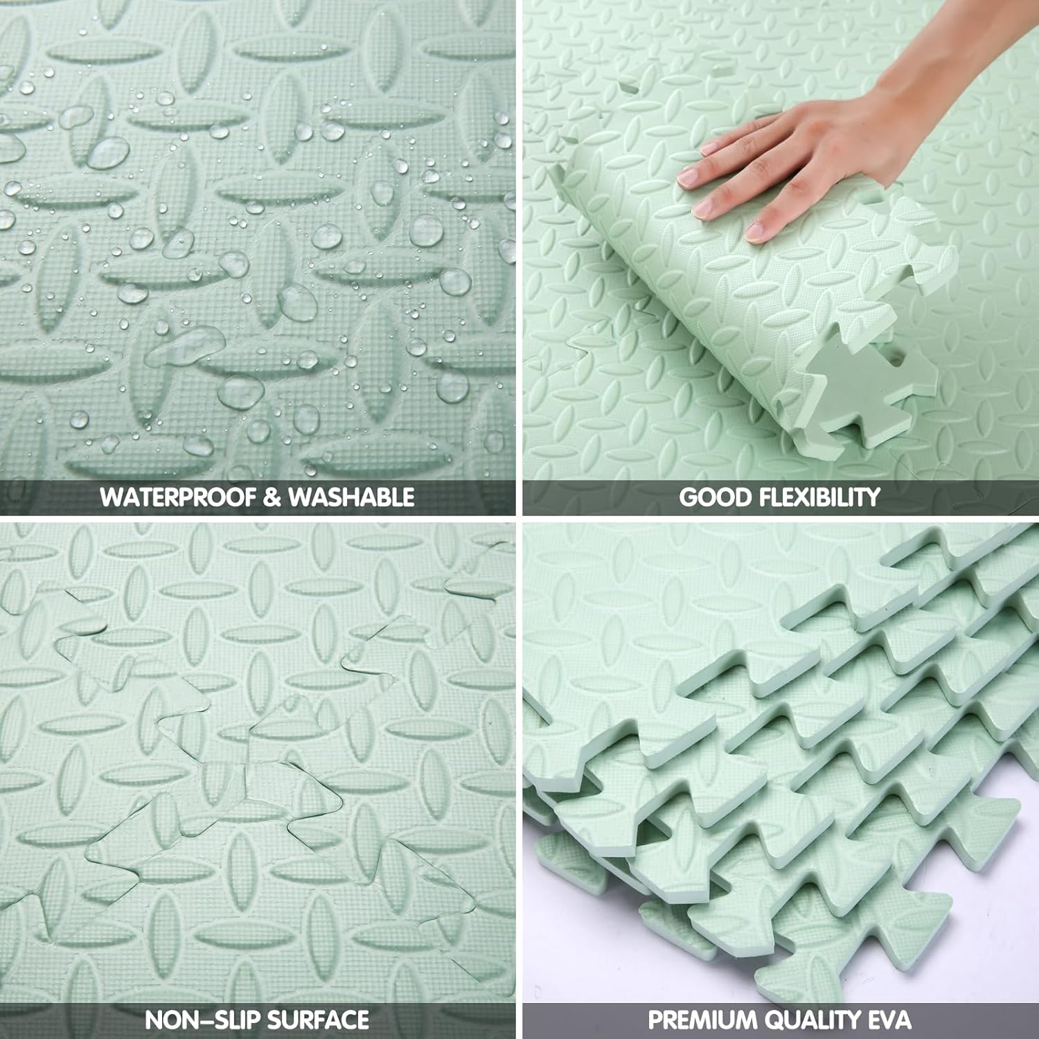 Coolcandy Tapete de juego de espuma EVA, 16 azulejos coloridos para bebé, tapete de juego cuadrado para niños con color sólido, azulejos de espuma
