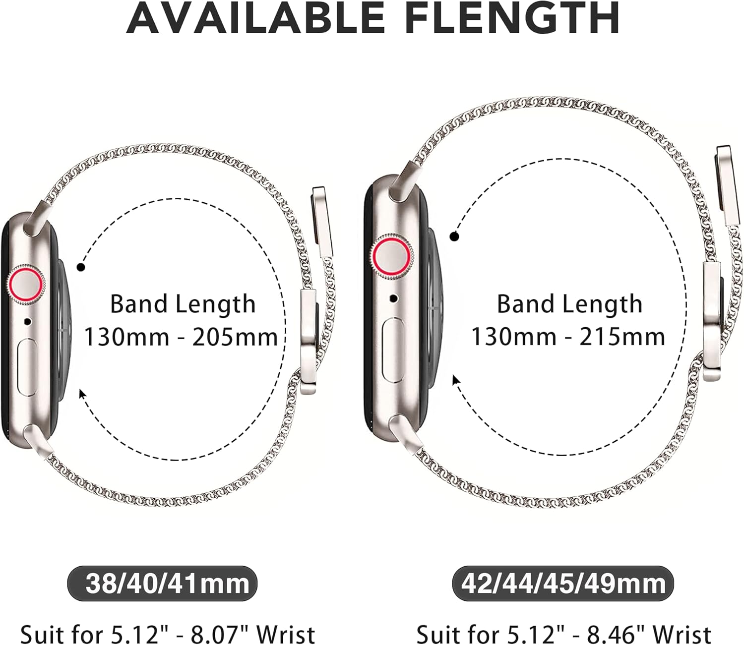 Paquete de 3 correas compatibles con Apple Watch de 1.496 pulgadas, 1.575 pulgadas, 1.614 pulgadas, 1.654 pulgadas, 1.732 pulgadas, 1.772 pulgadas,
