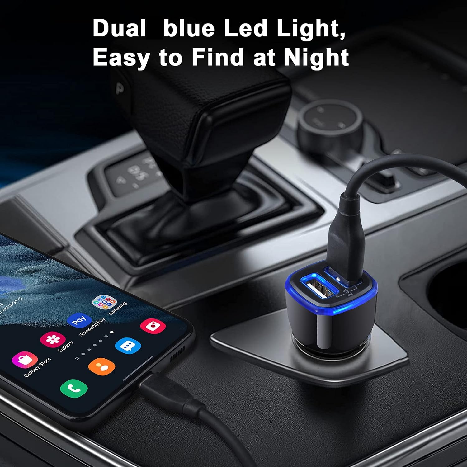 Cargador de coche USB, 5 unidades de 2.4 A, cargador de cigarrillos USB de doble puerto, adaptador de enchufe para iPhone 15 14 13 12 SE 11 Pro Max,
