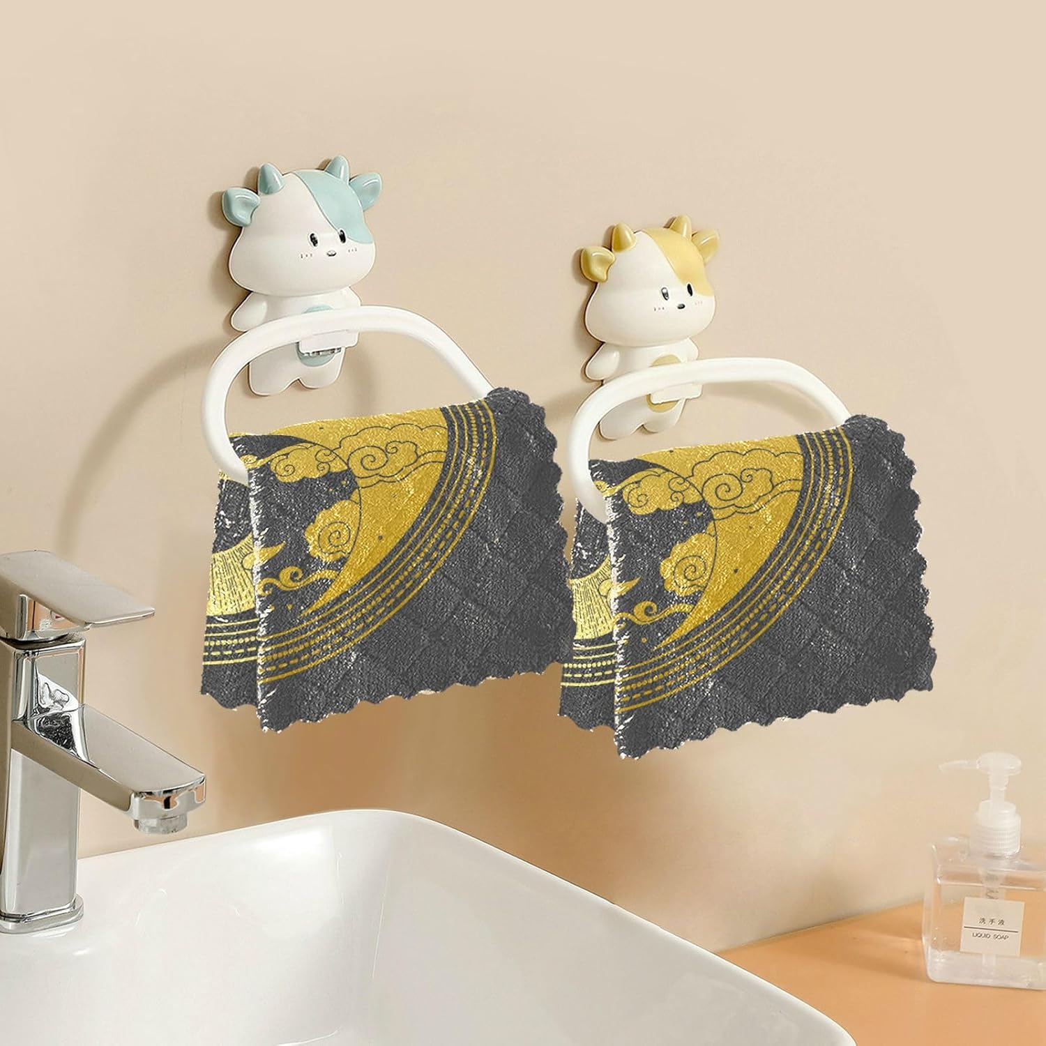 Oriental Style Yinyang Sun Moon Clouds Stars 6 Pack Quick Dry Microfiber Dish Towels Decor Quality Dish Tea Towels for Restaurant Oven