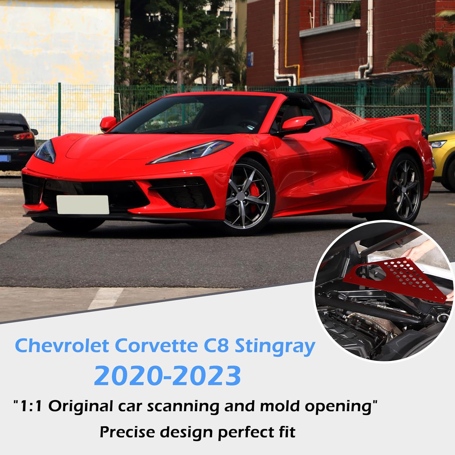 Cubierta de panel de bahía de motor compatible con Chevrolet Corvette C8 2020-2023, cubiertas traseras de aleación de aluminio para motor izquierda