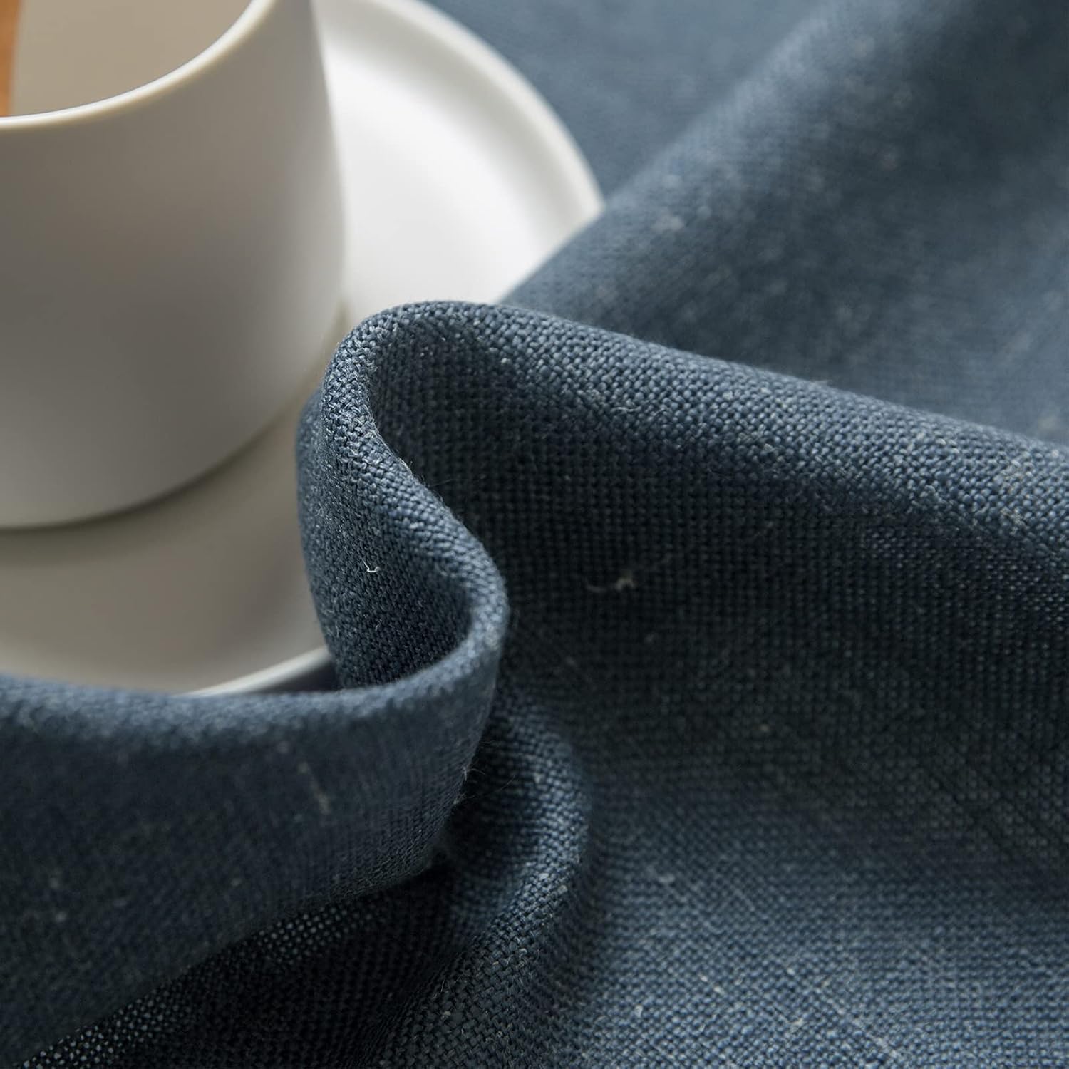 Lazzzy Cortinas de lino para cocina, cortinas azules para cafetería, cortinas para baño, sótano, puerta para ventana, cortinas semitransparentes con