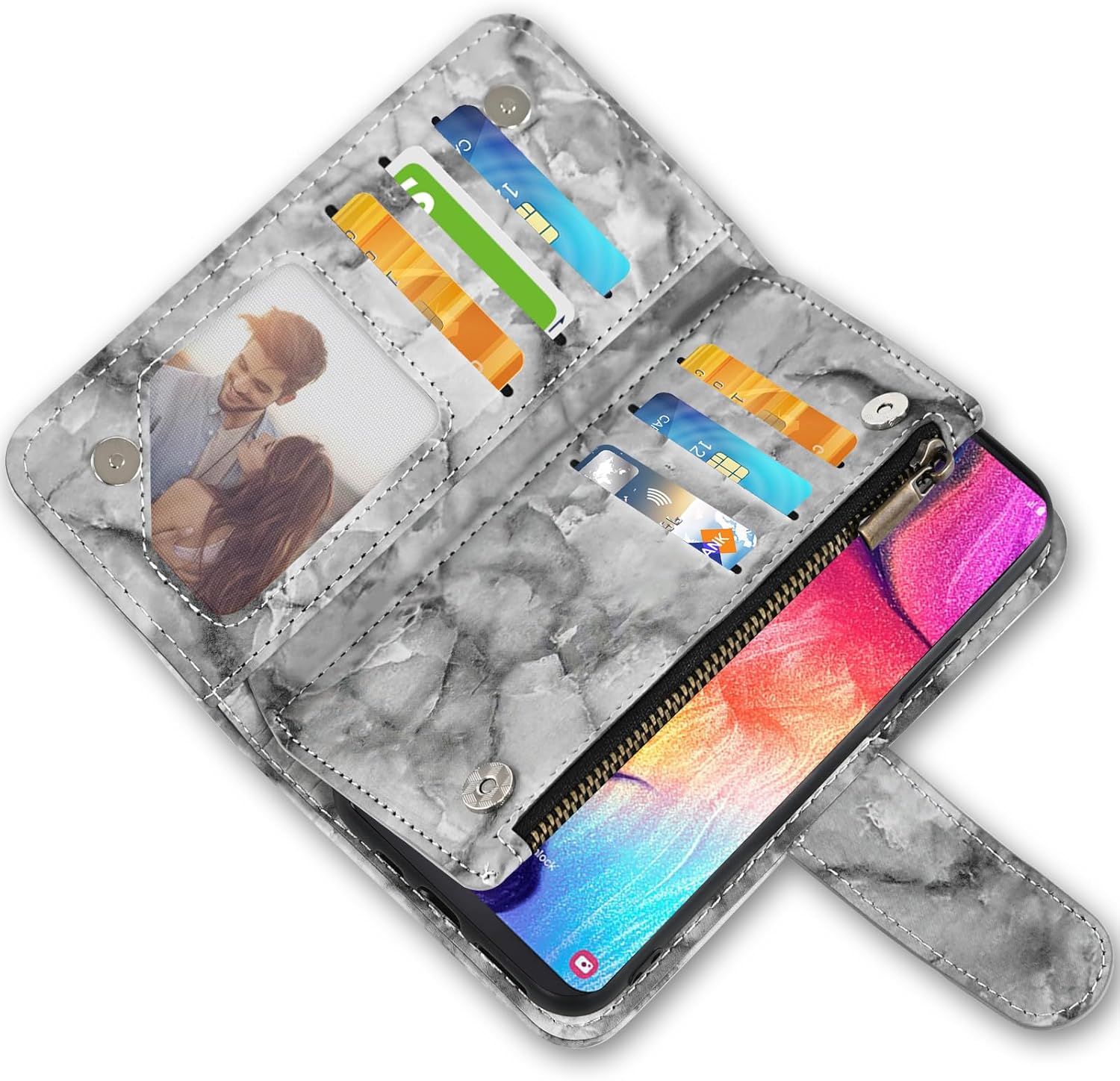 Asuwish Funda de teléfono para Samsung Galaxy A50 A50S A30S Wallet Cell Cover con protector de pantalla de vidrio templado y soporte de ranura para
