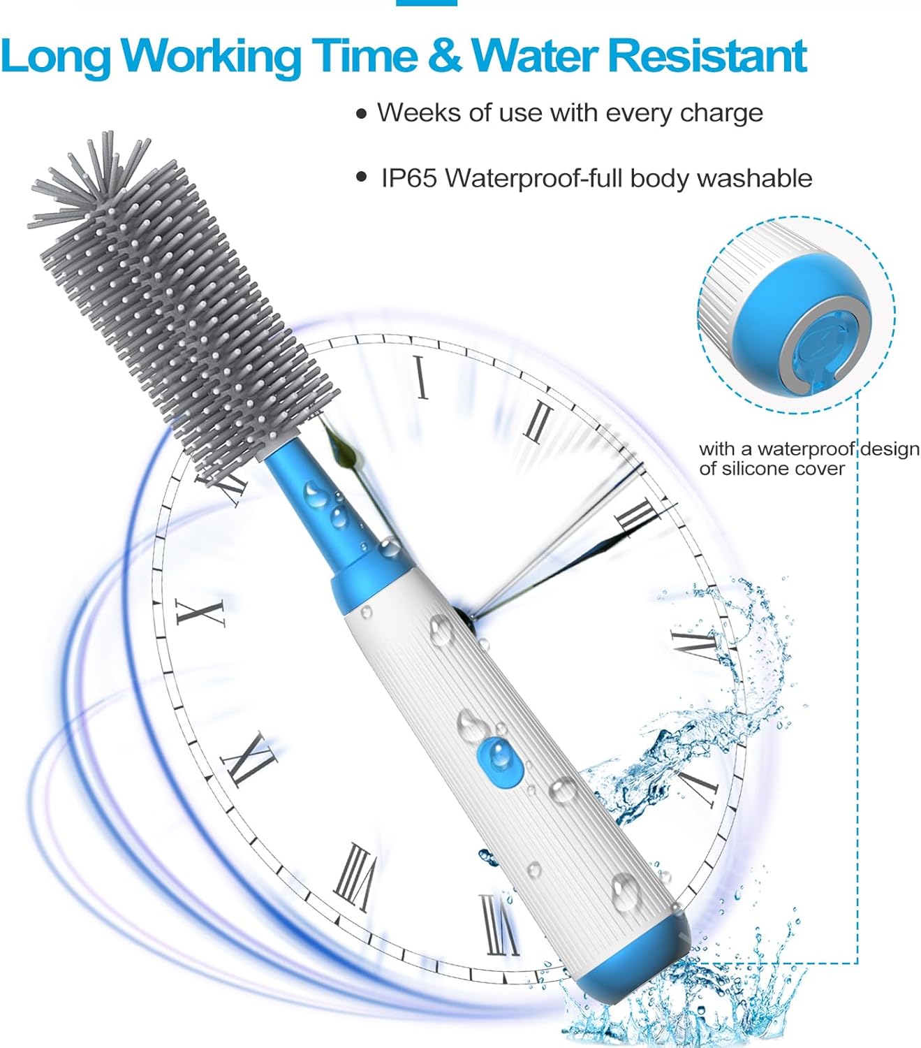 KINTTO Limpiador eléctrico de cepillo para botellas con recargable, limpieza para bebéaguavinotermo, resistente al agua, 2 pezones y popote de