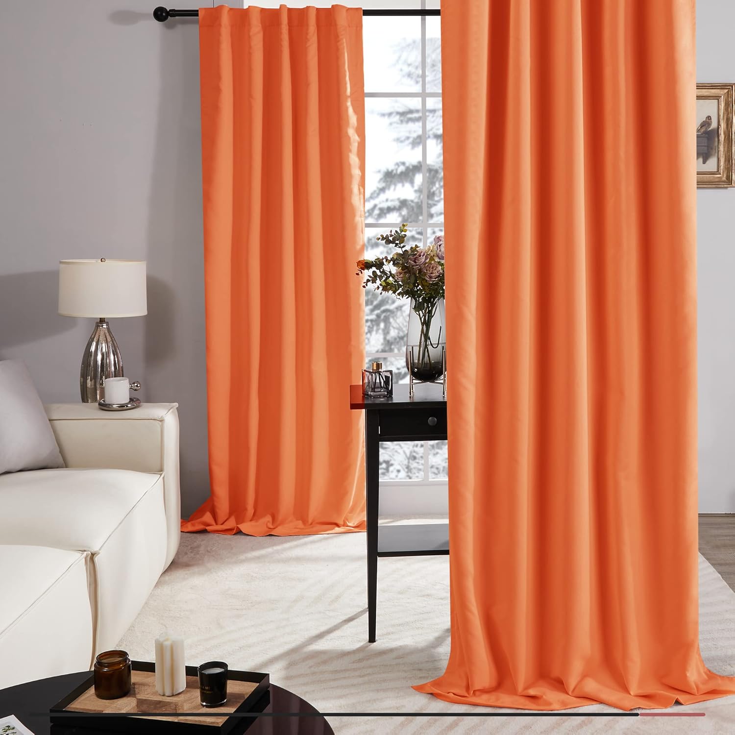 Deconovo Cortinas para sala de estar, opacas, con forro, aislamiento térmico y resistentes, insonorizadas, para interiores y exteriores, 42 pulgadas