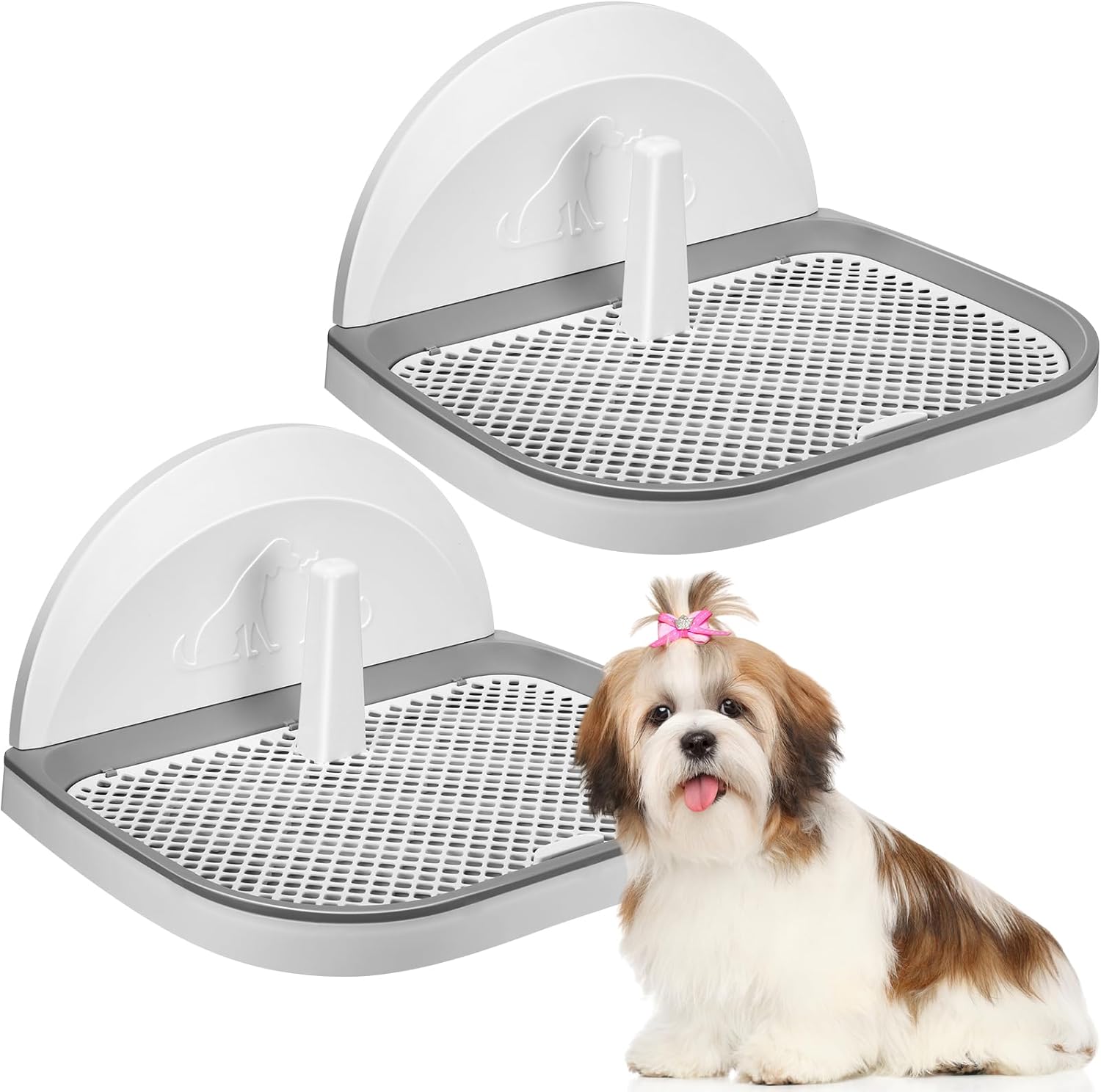 Bandeja de entrenamiento para perros con columna de pared portátil, soporte para orinal para entrenamiento de perros, 2 unidades, bandeja de