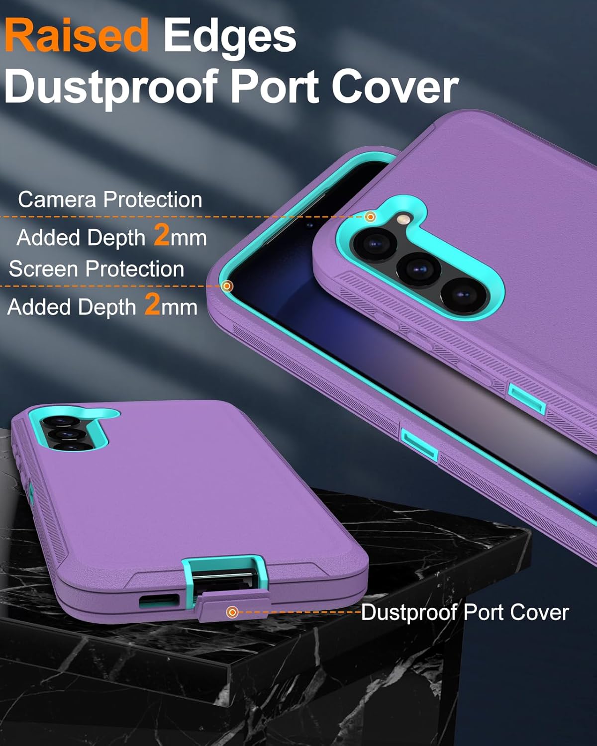 Aliruke Funda para Samsung Galaxy S23, con protector de pantalla, protección de puerto, cubierta de goma de silicona antideslizante de cuerpo