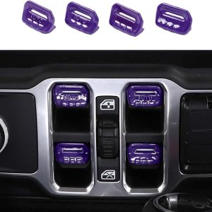 SQQP Cubierta del botón del interruptor de ventana, accesorios interiores para Jeep Wrangler JL JLU y Gladiator JT 2018-2021 (morado) SQQP Cubierta del botón del interruptor de ventana, accesorios interiores para Jeep Wrangler JL JLU y Gladiator JT 2018-2021 (morado)