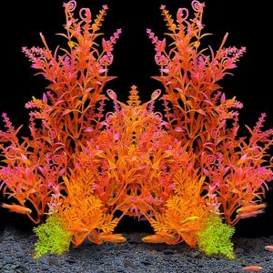 Paquete de 2 plantas de plástico para decoración de acuario, planta de pecera artificial grande, decoraciones de pecera alta, coloridas Paquete de 2 plantas de plástico para decoración de acuario, planta de pecera artificial grande, decoraciones de pecera alta, coloridas