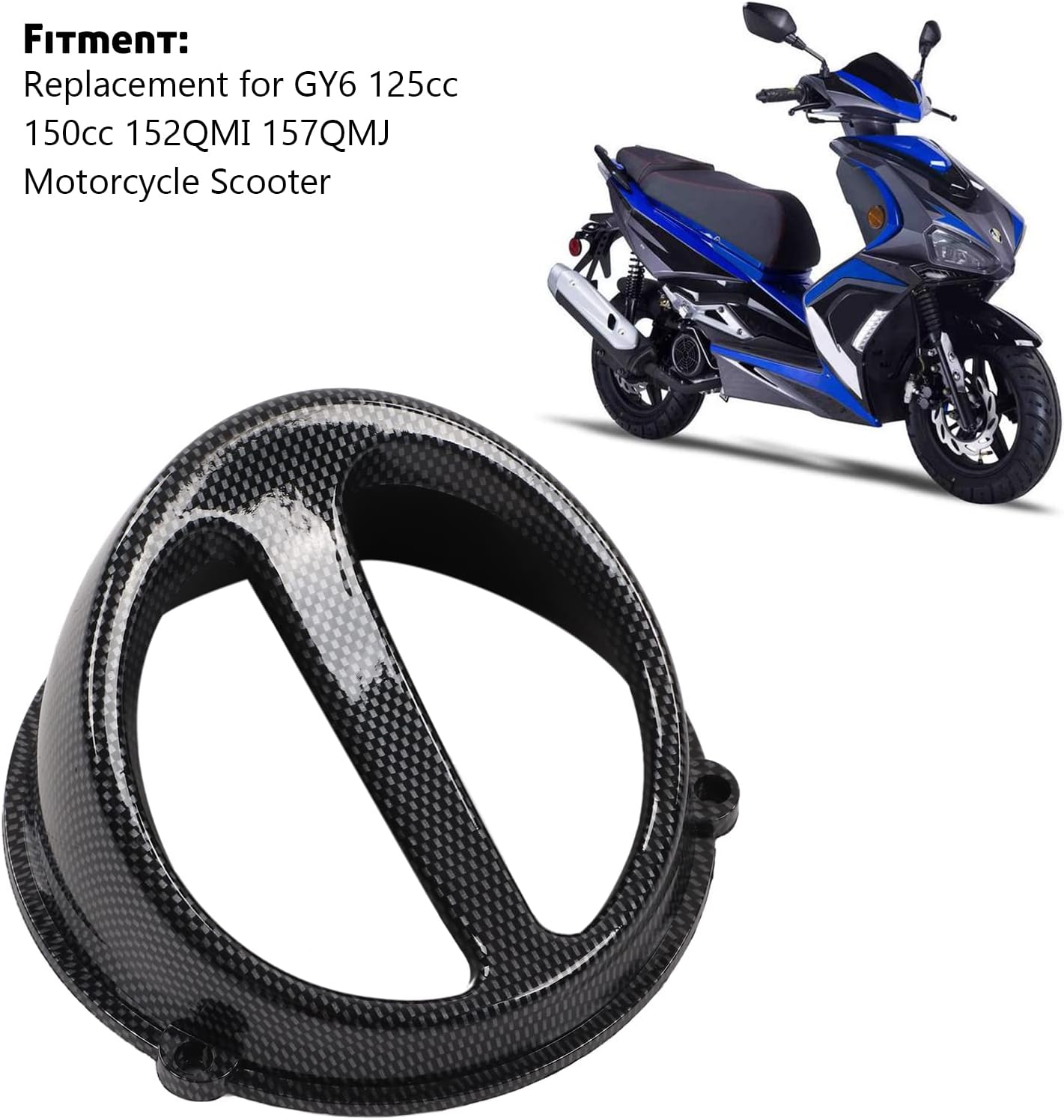 Acouto Cubierta de pala de aire para motocicleta, cubierta de ventilador de refrigeración de motor de motocicleta, reemplazo de estilo de fibra de