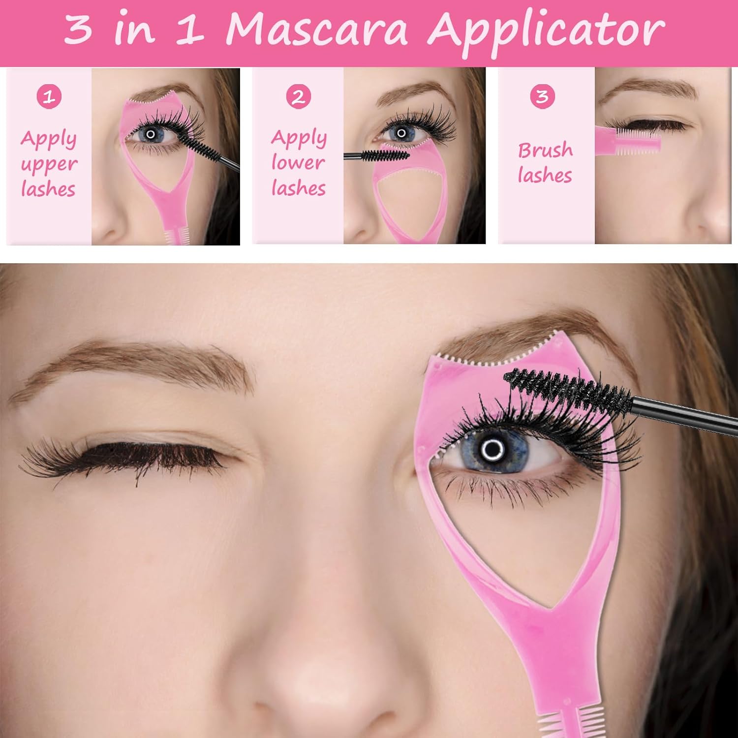 Máscara de pestañas 3 en 1, máscara de pestañas para maquillaje, herramienta cosmética para pestañas, herramienta superior e inferior para pestañas