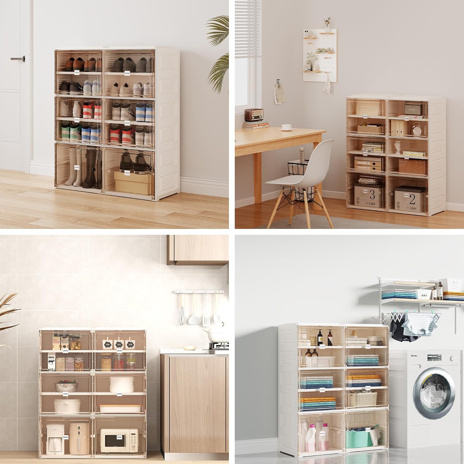 Dripex Armario de almacenamiento de zapatos de 5 niveles para 20 pares – Caja de zapatos plegable con puertas – Estante de almacenamiento de zapatos