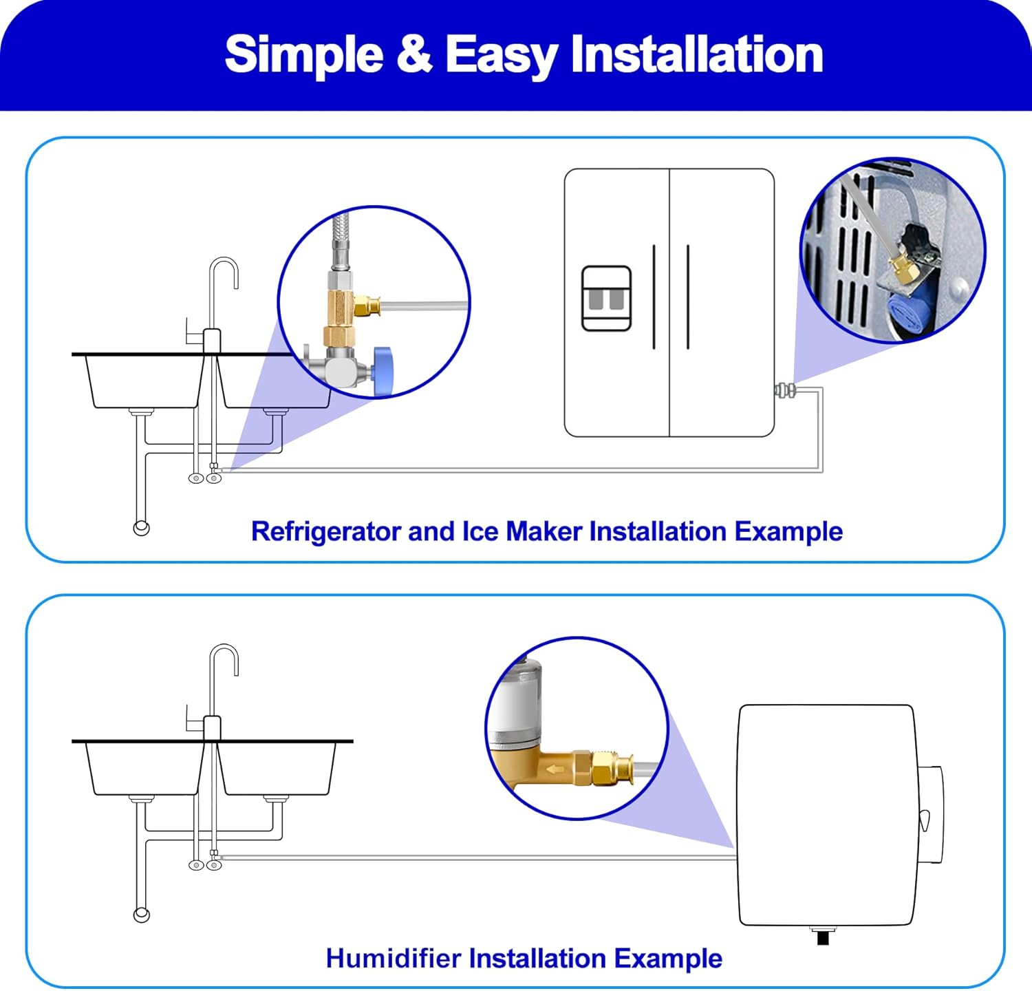 PEX – Kit de línea de agua para refrigerador, tubo para máquina de hielo de 25 pies con T, manguera flexible con accesorios de compresión de 14