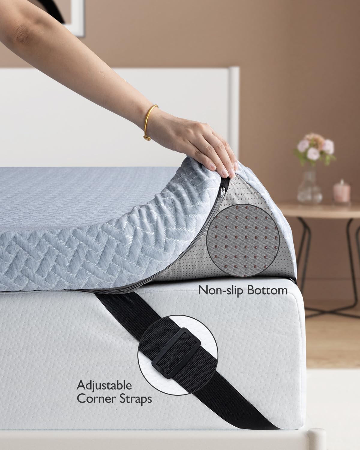 BedStory Cubrecolchón de espuma viscoelástica, tamaño King, 3 pulgadas, de espuma viscoelástica de gel suave, con funda extraíble, certificado