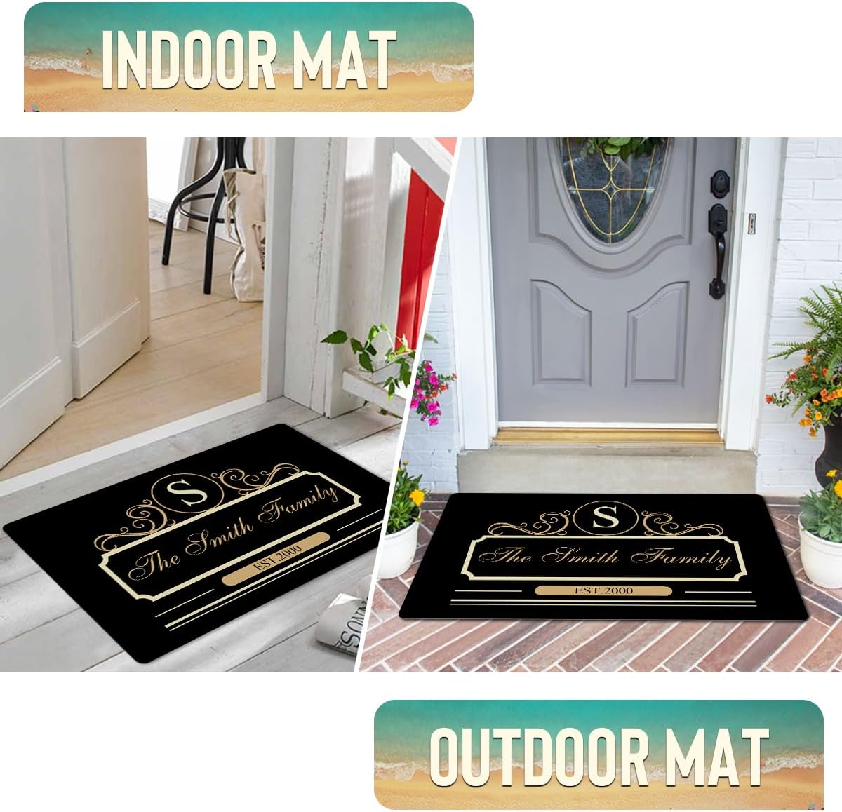 Magimagine Tapetes de bienvenida personalizados para entrada al aire libre con nombre, tapete divertido personalizado para interiores y hogar con