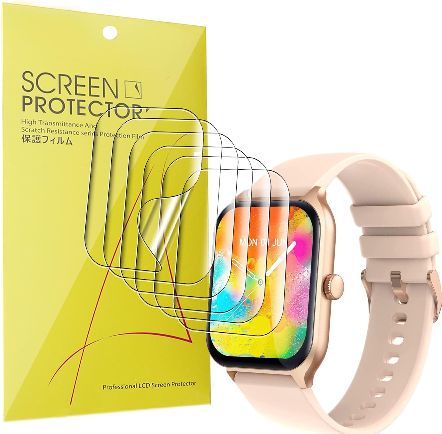Protector de pantalla compatible con Jdcrsj Smart Watch, 6 unidades Película transparente de TPU de cobertura completa compatible con Jdcrsj P58