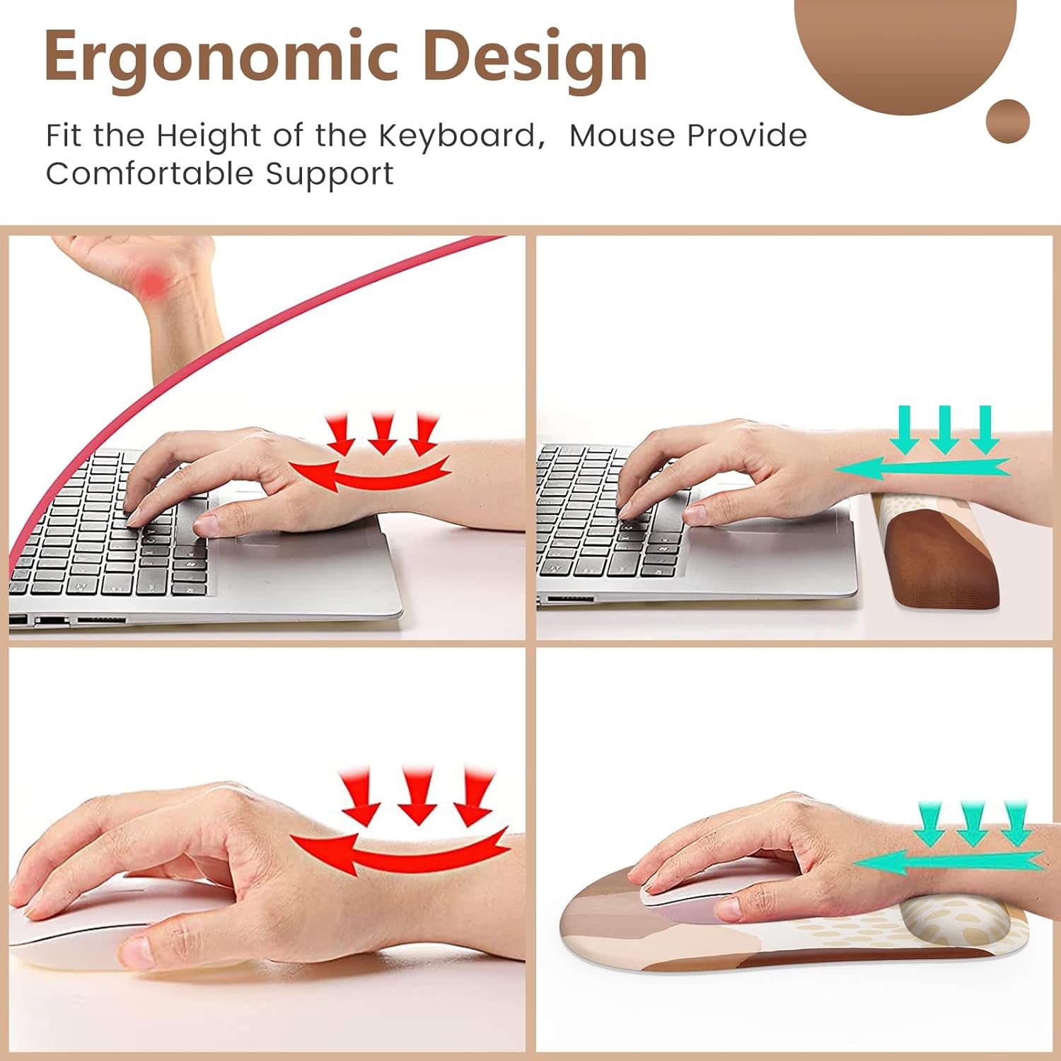 HAOCOO Alfombrilla de mouse 4 en 1 con reposamuñecas, alfombrilla de escritorio, alfombrilla de mouse para juegos y almohadilla para teclado,