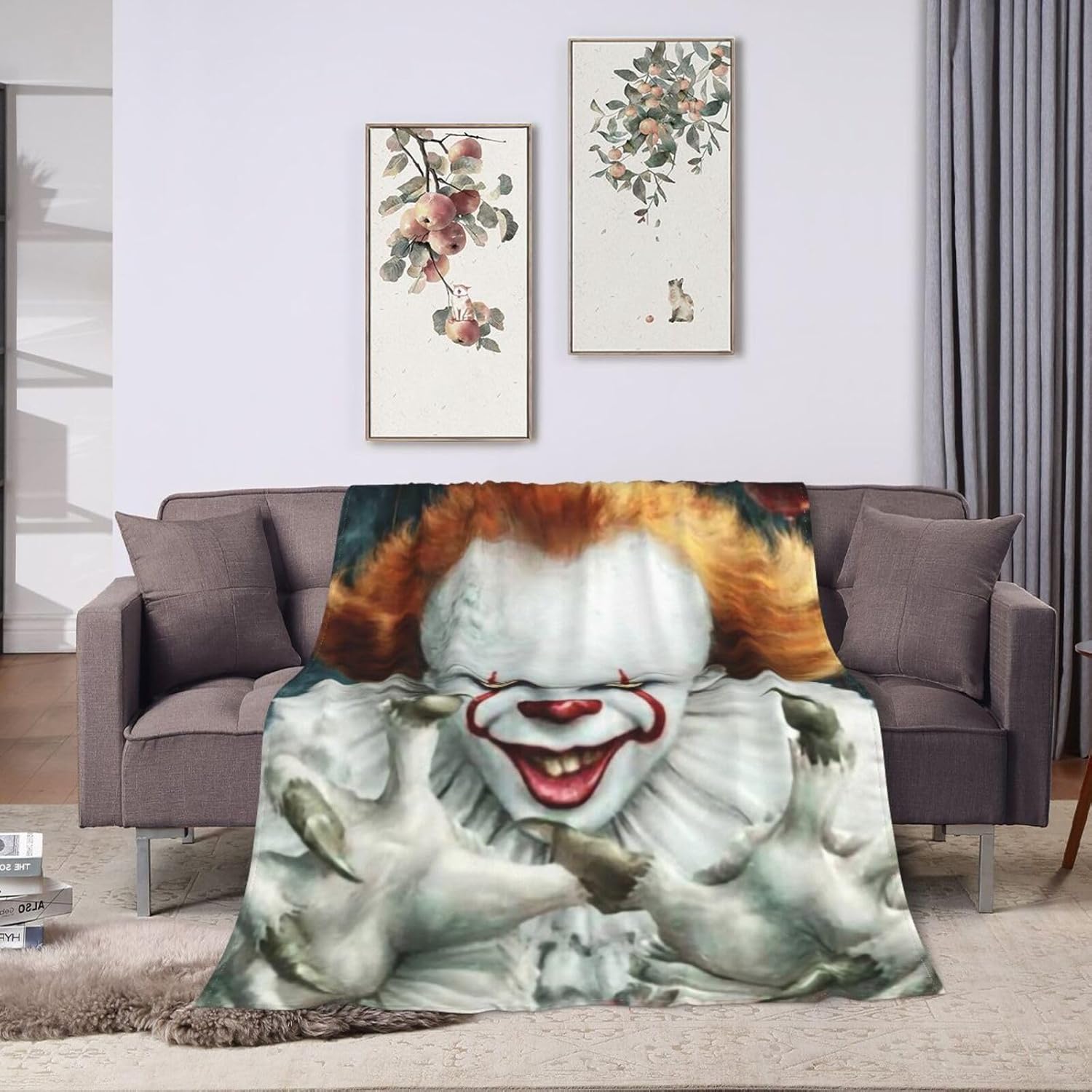 Manta de lujo de payaso, manta cálida de franela suave para sala de estar, sofá, dormitorio, decoración de regalos