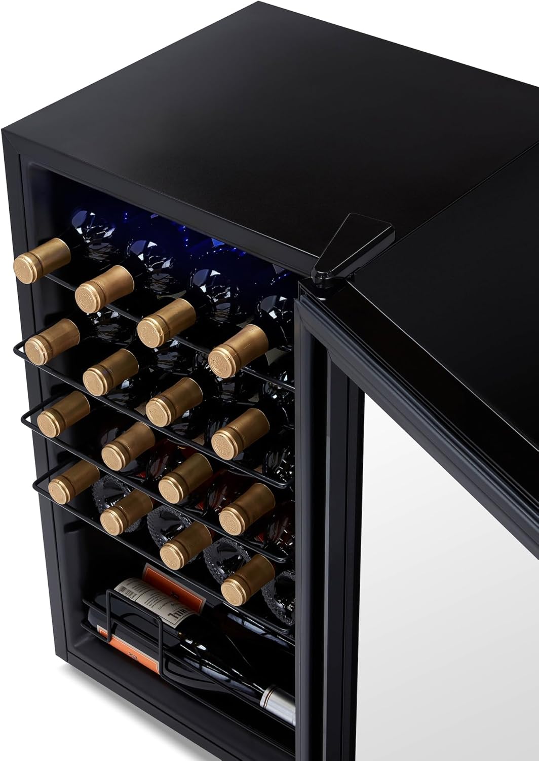 Shadow Series – Refrigerador de vino de 24 botellas, refrigerador de vino con espejo independiente con puerta de vidrio templado de doble capa y