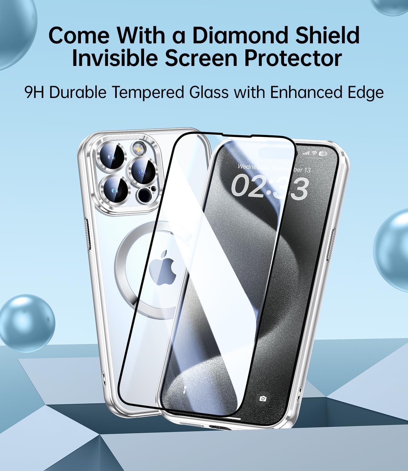 JUESHITUO Magsafe – Funda magnética transparente para iPhone 15 Pro Max con protección completa de cámara Imanes N56 fuertes N56 protección contra
