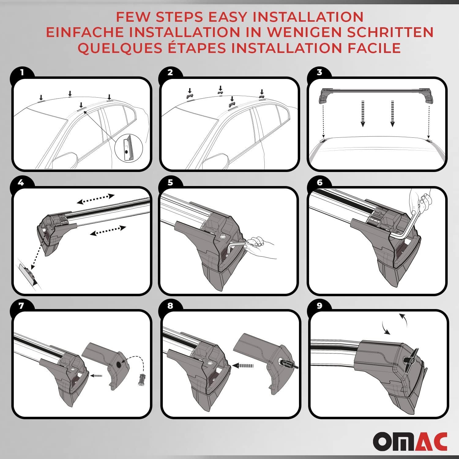 OMAC Juego de barras transversales para Mazda 2 Hatchback 2011 a 2015, portaequipajes, 165 libras, 2 piezas, color plateado
