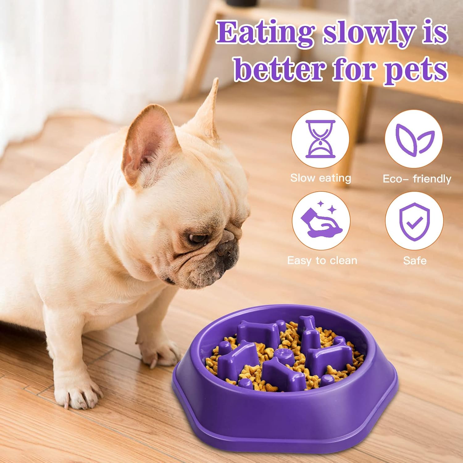 UPSKY Cuenco de alimentación lenta para perro, antiasfixia, alimentación lenta, cuenco de rompecabezas interactivo para detener la hinchazón, plato