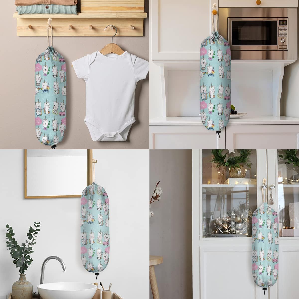 Soporte para bolsas de plástico para gatos de gatitos, reutilizable, organizador de montaje en pared, dispensador para gabinete de cocina, puerta,