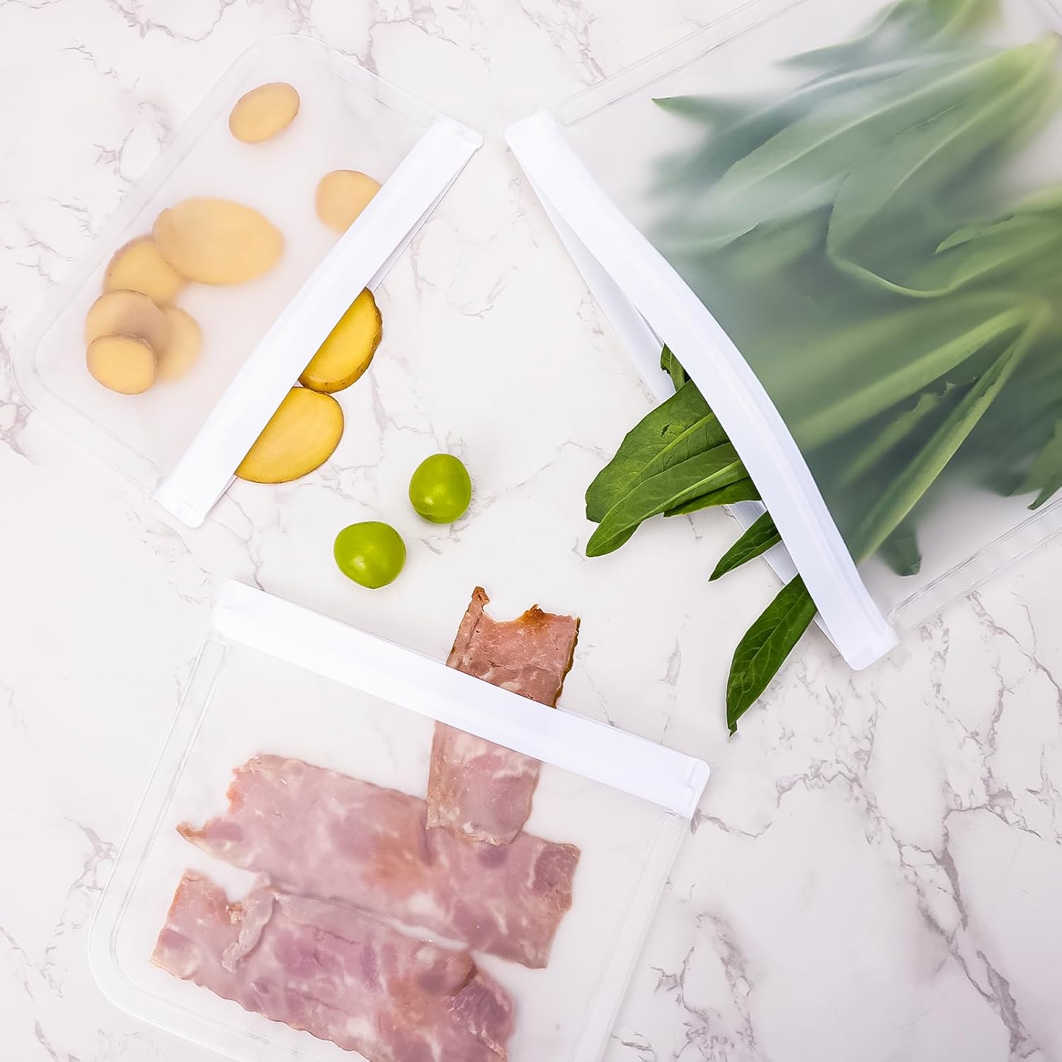 Moretoes Paquete de 14 bolsas reutilizables para congelador, bolsas de silicona reutilizables, bolsas de almacenamiento de alimentos para el