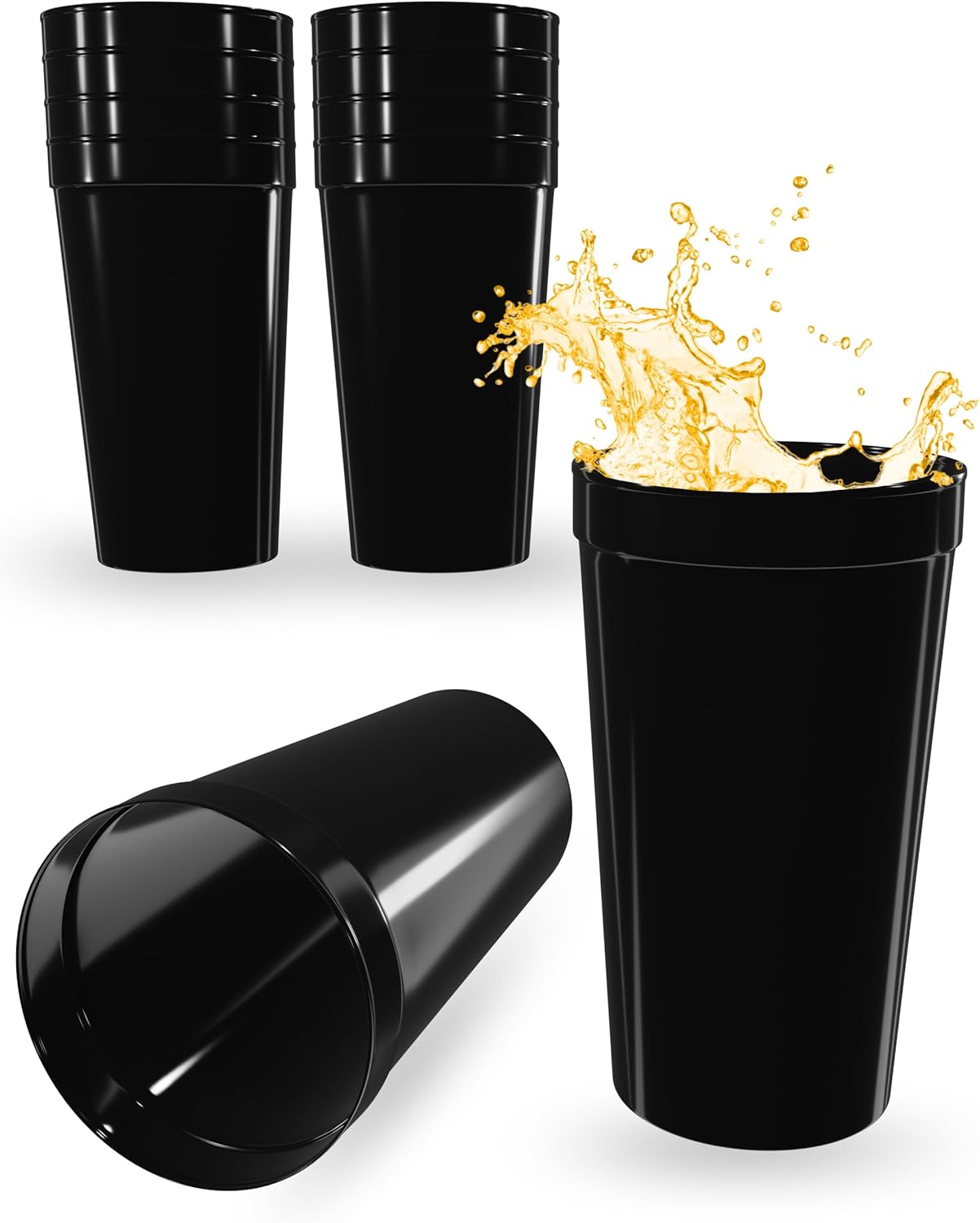 PartyPrints Paquete de 10 vasos de plástico en blanco reutilizables de 32 onzas  Copas de estadio a granel  Vasos de fiesta extra grandes sin BPA