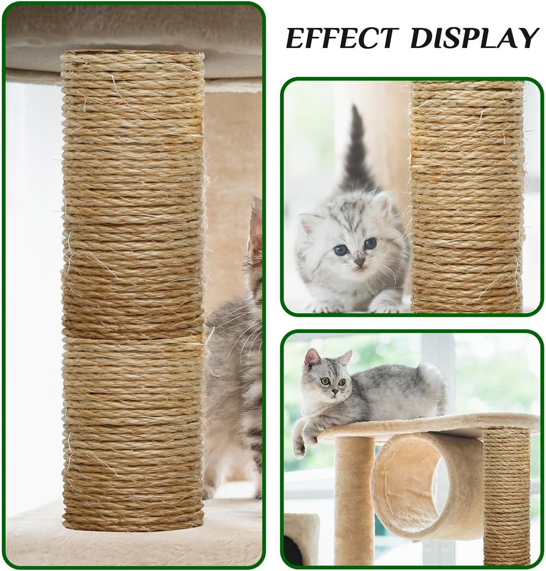 Cuerda de sisal para rascador de gatos, 532 pulgadas de diámetro, cuerda de 164 pies para rascador de gatos, piezas de repuesto de torre de árbol,