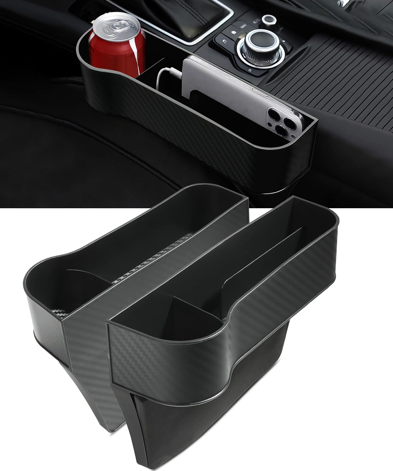 ESEWALAS Organizador de asiento de coche, caja de almacenamiento multifuncional, portátil, unisex