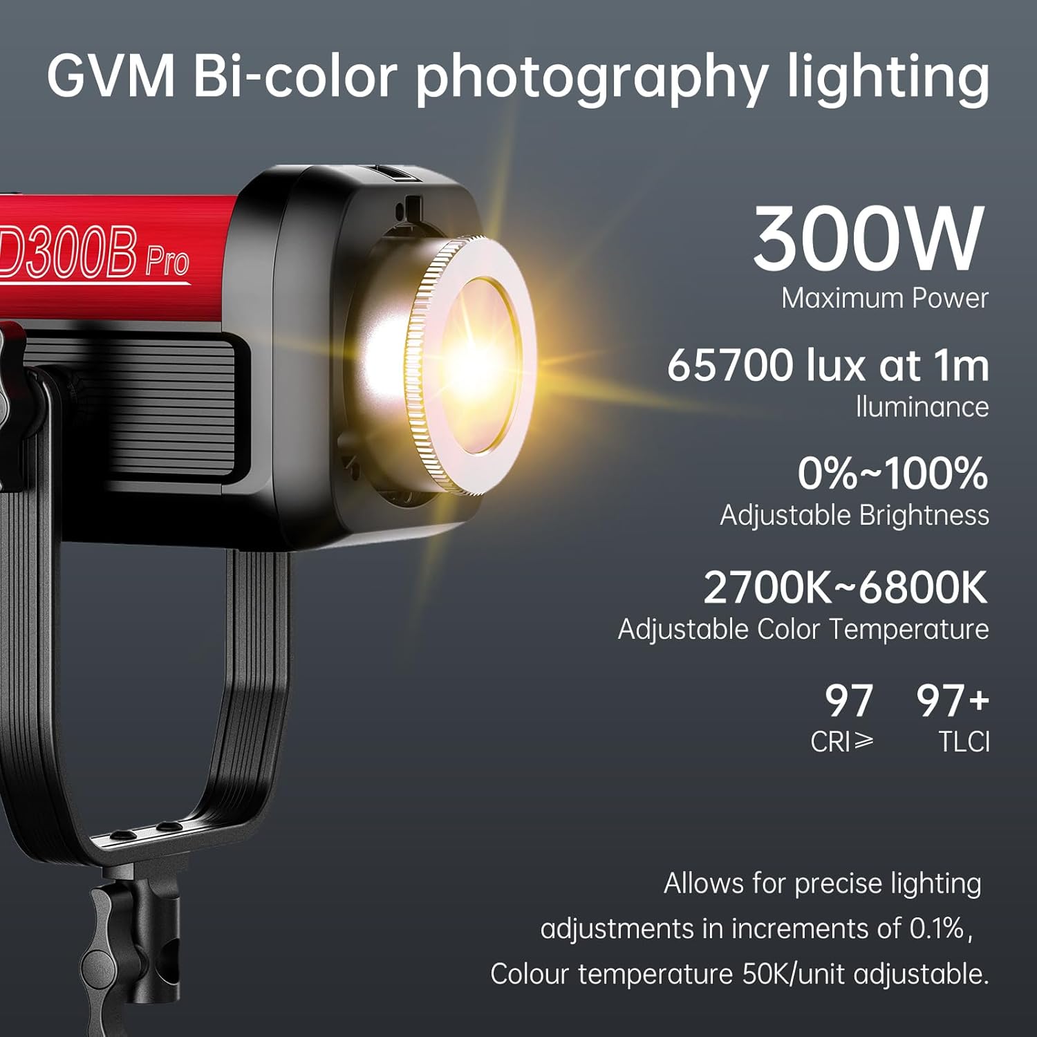 GVM Iluminación de fotografía de 300 W luz de video bicolor con linterna Bowens Mount Softbox y soporte CRI 97+ CCT 2700K  6800K 12 escenas de