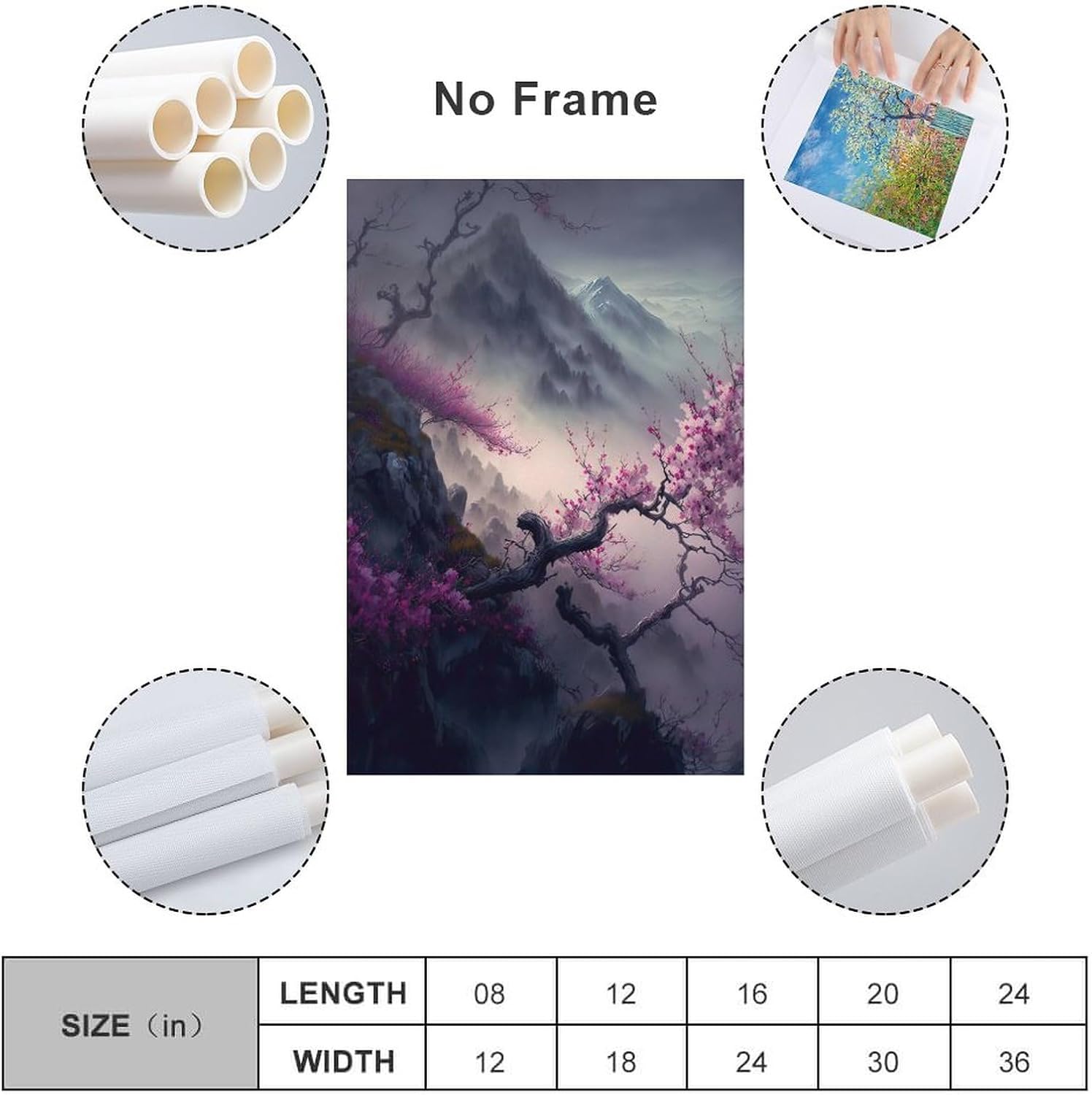 Aimery Lienzo artístico de flor de cerezo para pared, pósteres de regalo, pintura para dormitorio, decoración del hogar, imágenes colgantes sin