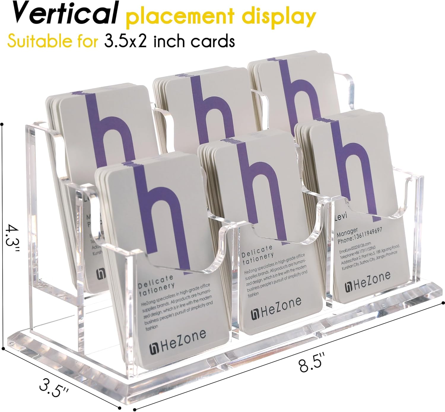 Tarjetero vertical, pantalla para tarjetas de visita para escritorio, 6 ranuras, soporte para tarjetas para mujeres y hombres (6 ranuras verticales)