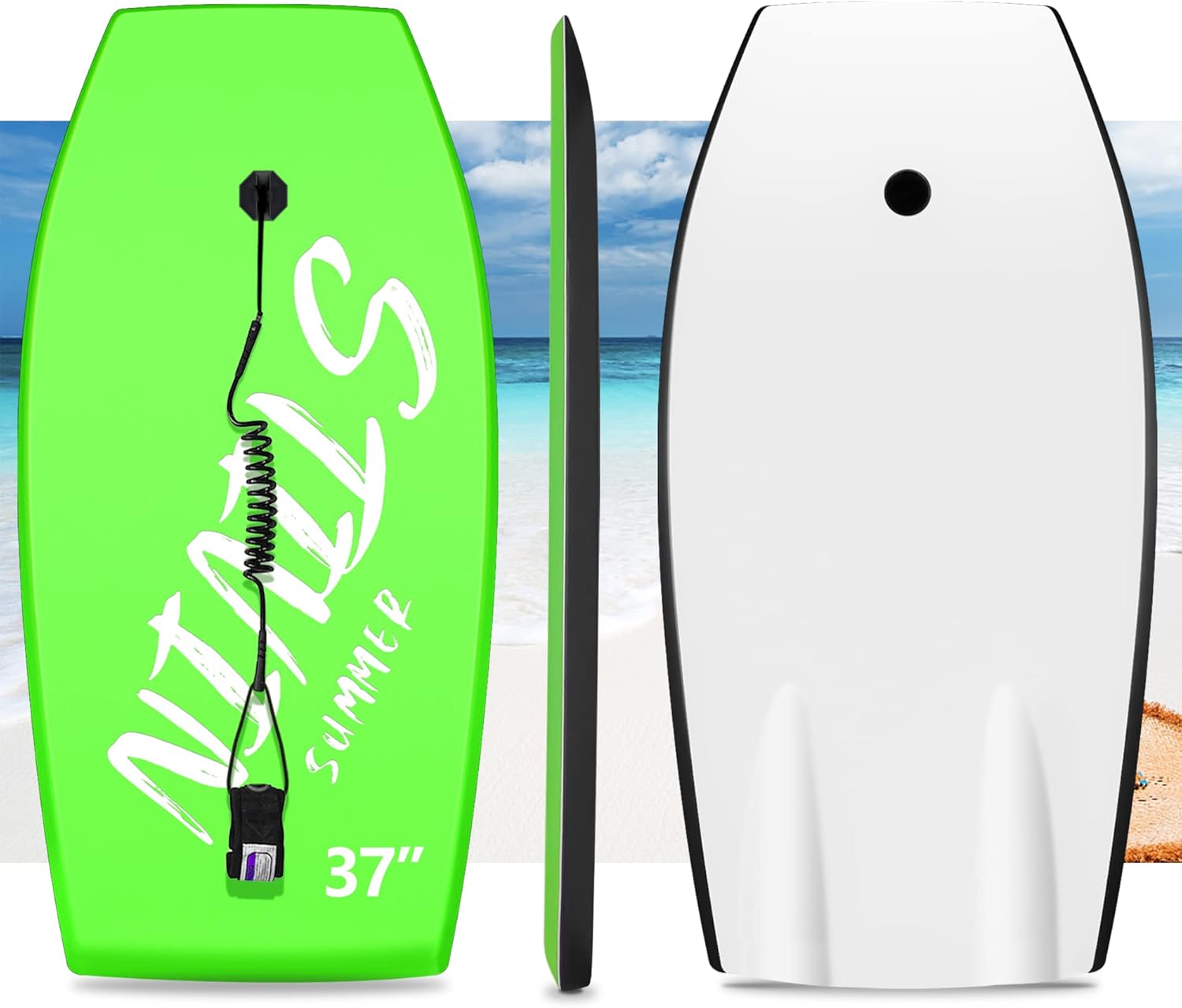 Woddtery – Paquete de 2 tablas de bodyboard ligeras, 333742 pulgadas para playa con correa de muñeca, núcleo de EPS cómodo, cubierta XPE, tabla de
