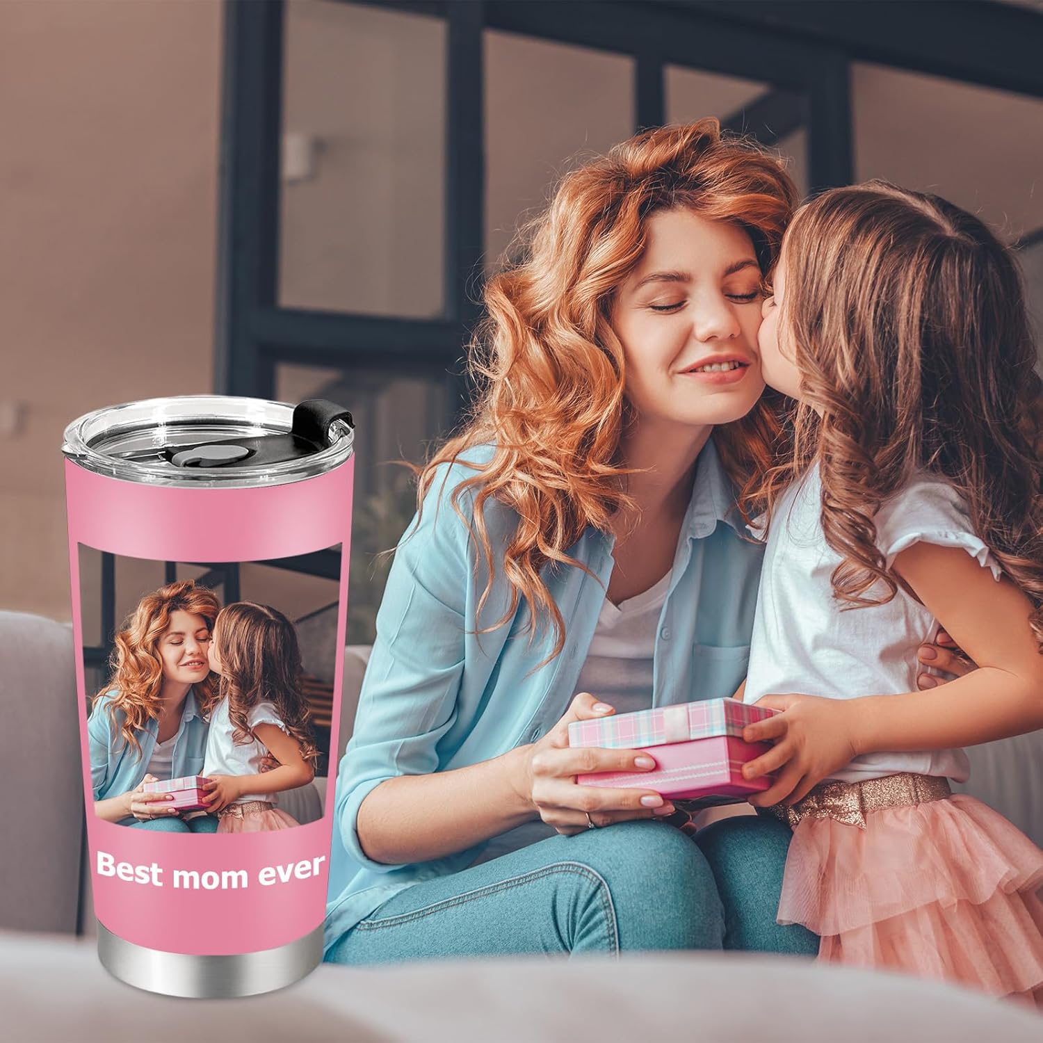 Vaso de café personalizado con texto de imagen, vaso de café aislado de acero inoxidable personalizado de 20 onzas, regalos personalizados para el