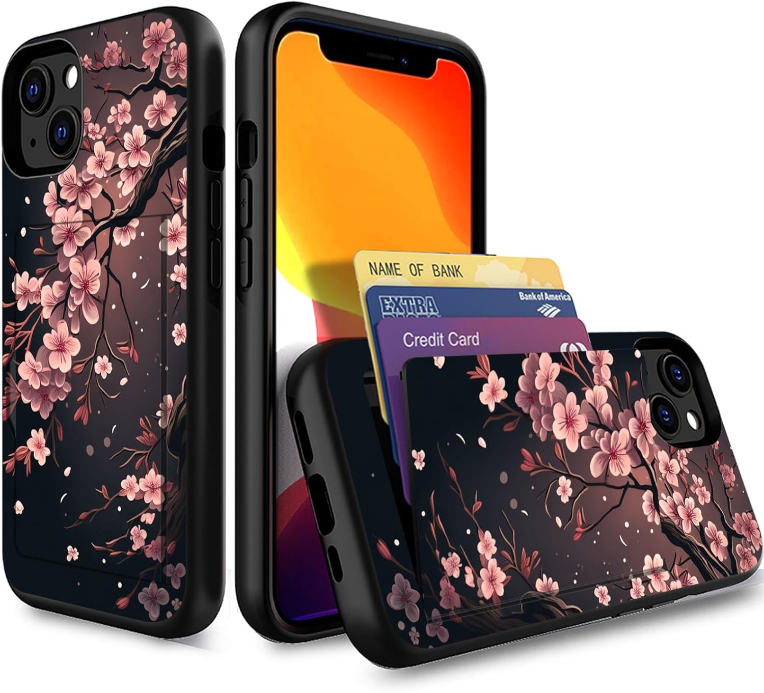 Vobber Funda para iPhone 15 Plus, funda tipo cartera con ranura para tarjeta oculta, a prueba de golpes, TPU y PC, funda protectora de doble capa