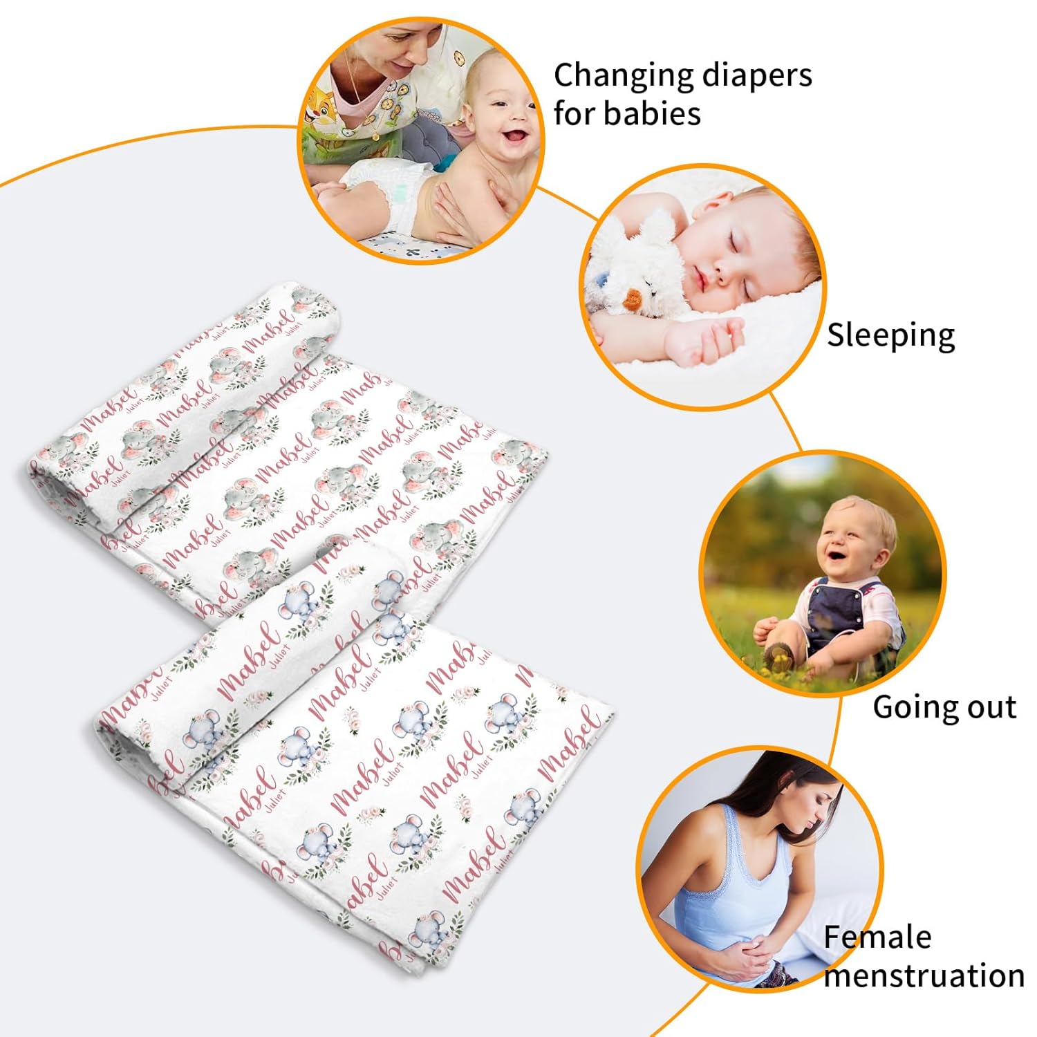 Funda impermeable personalizada para cambiador, tapete portátil para cambiador de pañales para padres de bebé, regalo personalizado, nombre rosa,