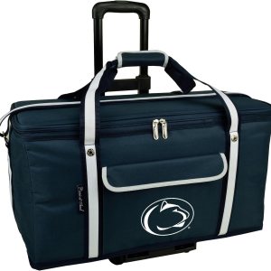 Penn State – Enfriador de picnic de viaje con ruedas con capacidad para 64 latas, enfriador plegable a prueba de fugas, diseñado y aprobado de Penn State – Enfriador de picnic de viaje con ruedas con capacidad para 64 latas, enfriador plegable a prueba de fugas, diseñado y aprobado de