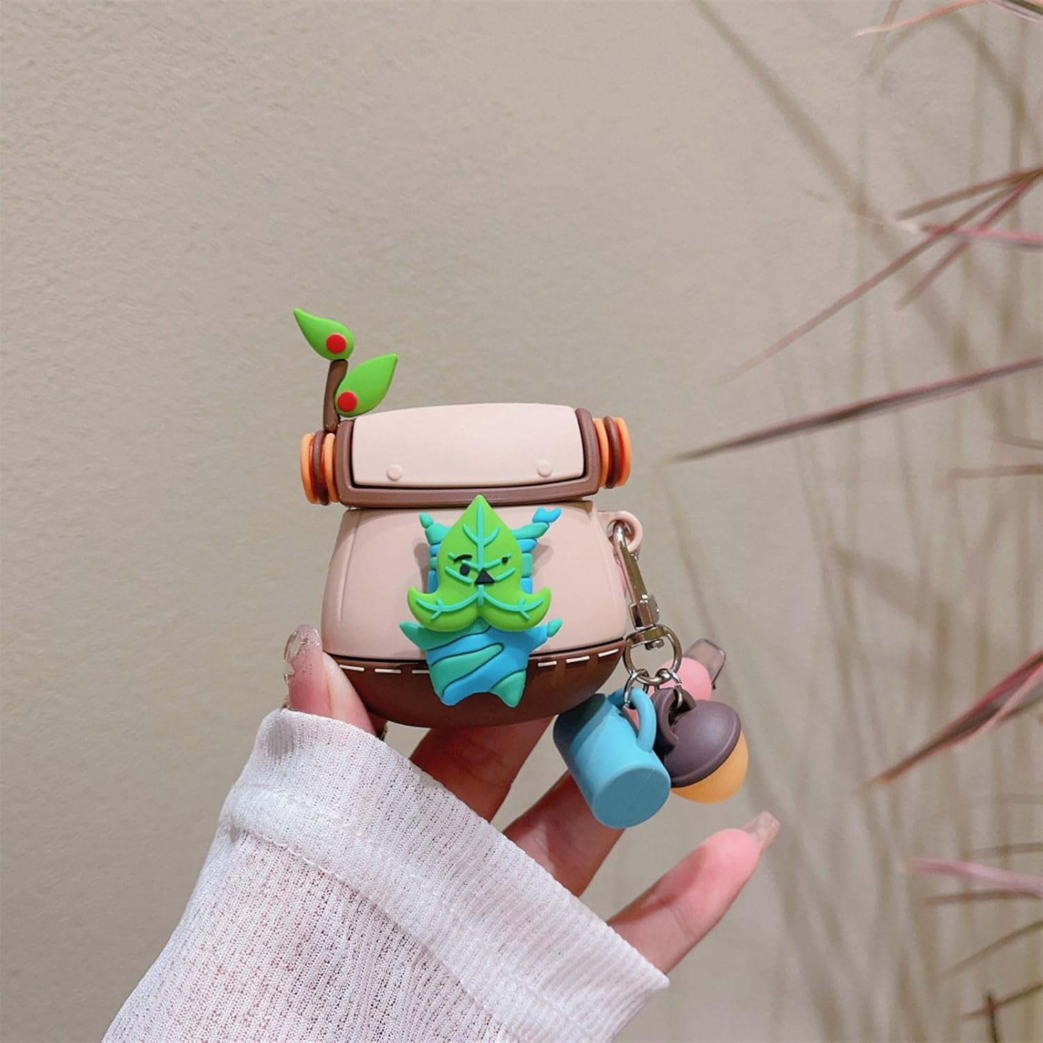 Korok Yahaha – Mochila moderna y divertida funda para AirPods de 21 generación, funda anticaída de silicona con colgante luminoso para niños, niñas,