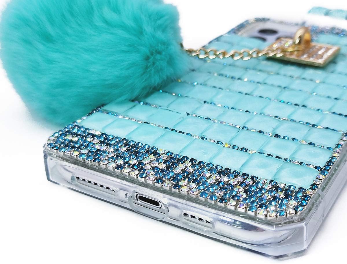 Losin Compatible con iPhone 15 Pro Max Bling Case Luxury 3D Perfume Bottle Design para mujeres y niñas con correa de cordón cruzado y bonita bola