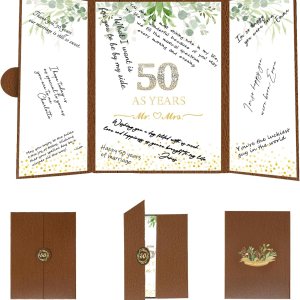 Crenics Decoraciones de 50 aniversario, alternativa creativa del libro de invitados del 50 aniversario, libro de firmas de 50 aniversario de 18 x 12 Crenics Decoraciones de 50 aniversario, alternativa creativa del libro de invitados del 50 aniversario, libro de firmas de 50 aniversario de 18 x 12