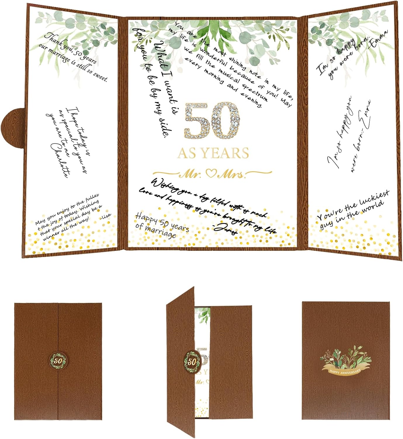 Crenics Decoraciones de 50 aniversario, alternativa creativa del libro de invitados del 50 aniversario, libro de firmas de 50 aniversario de 18 x 12