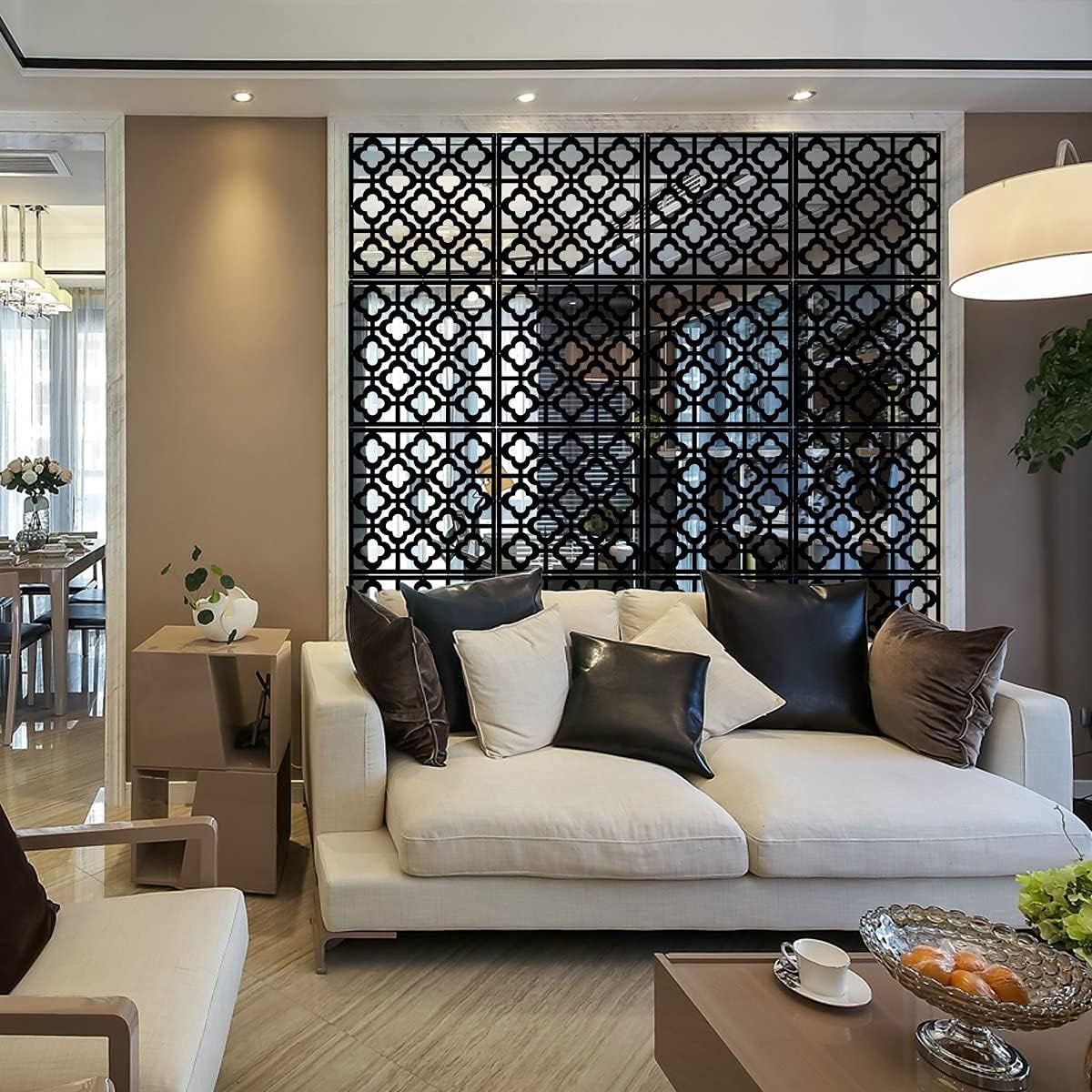Kernorv Divisor de habitación colgante hecho de PVC ecológico, 24 piezas de paneles de pantalla para decorar dormitorio, comedor, estudio y sala de