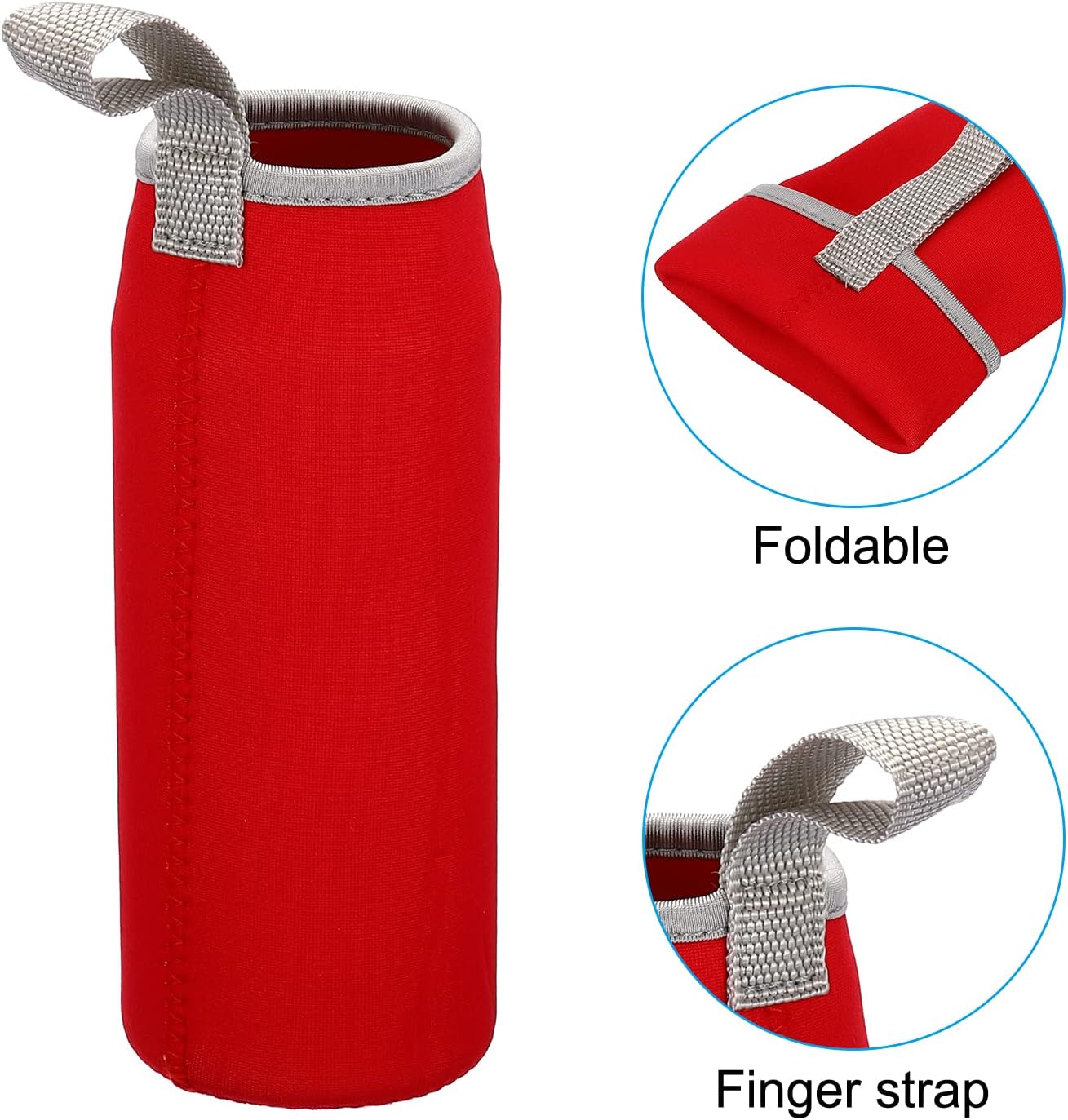 PATIKIL Funda para botella de agua de 2.559 in x 7.087 in, paquete de 4 bolsas de neopreno aisladas para botellas con correa para los dedos, color