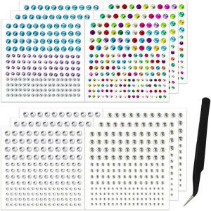 2064 calcomanías de diamantes de imitación, autoadhesivas, 4 colores, 12 hojas de diamantes de imitación para el cabello para hacer manualidades 2064 calcomanías de diamantes de imitación, autoadhesivas, 4 colores, 12 hojas de diamantes de imitación para el cabello para hacer manualidades