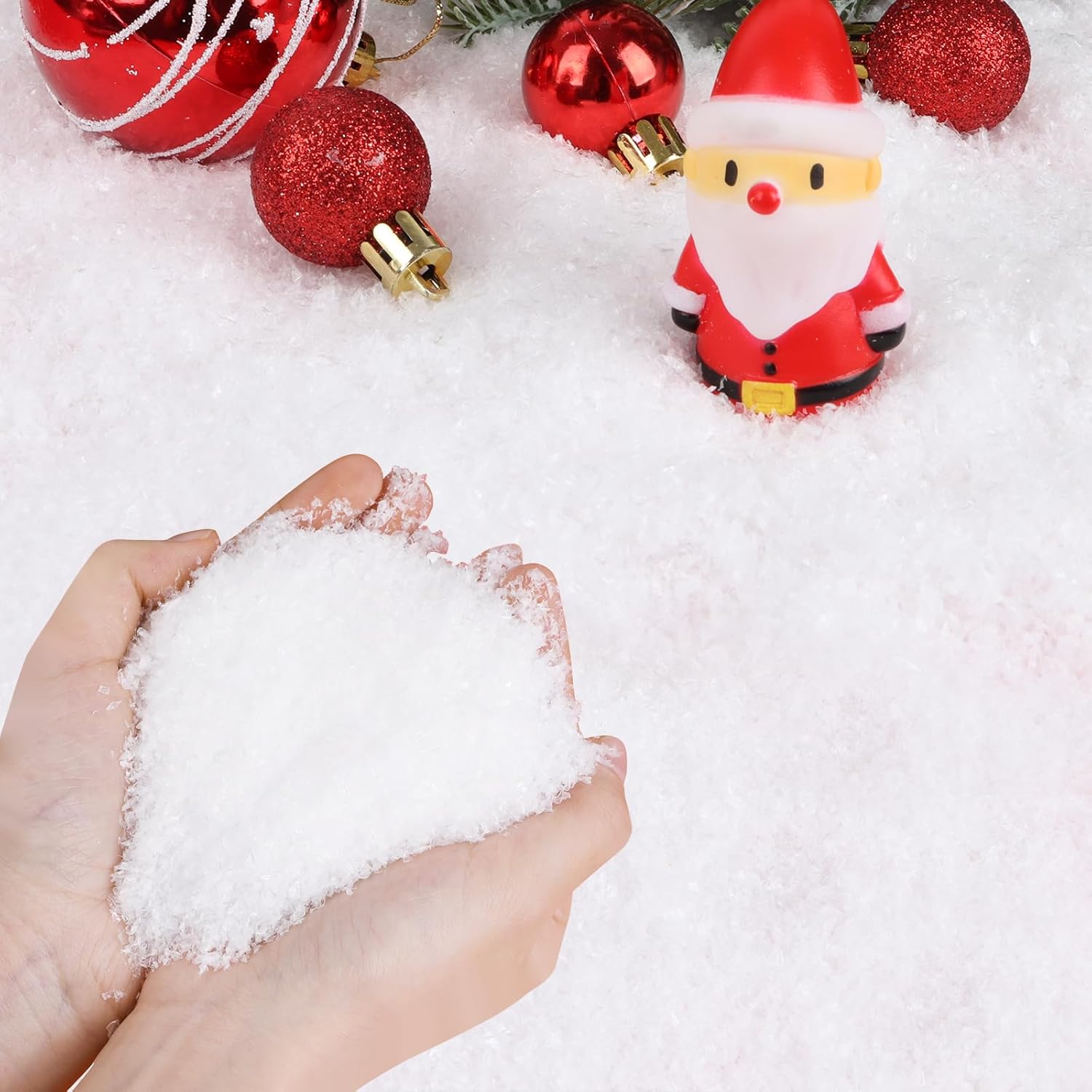 FOIMAS Nieve artificial, polvo de nieve falsa de Navidad, copo de nieve seco con purpurina para Navidad, decoración de invierno, suministro de