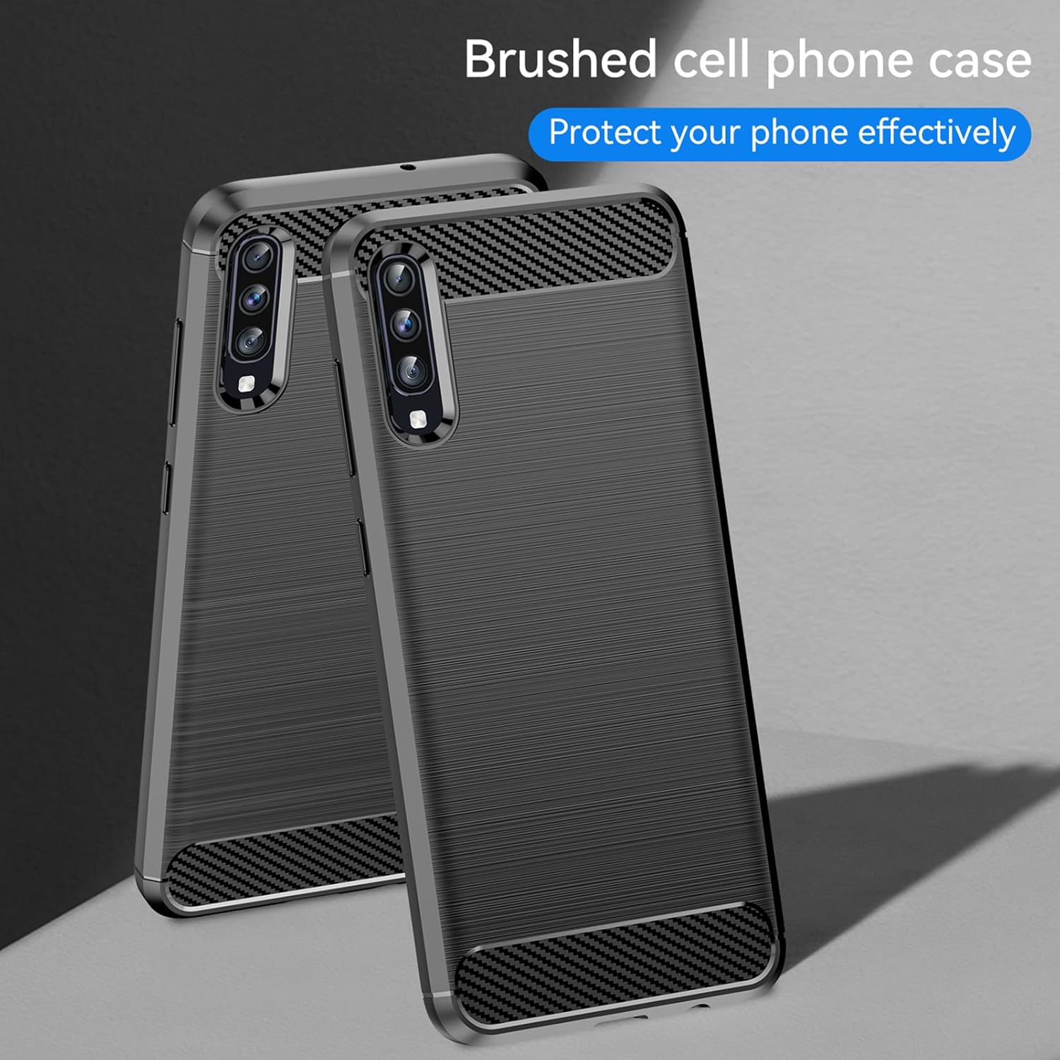 EUAGVQY Para Samsung A70 Galaxy A70 Caso Fibra de Carbono TPU Suave Antideslizante Durable Ligero Funda protectora para Samsung Galaxy A70 (negro)